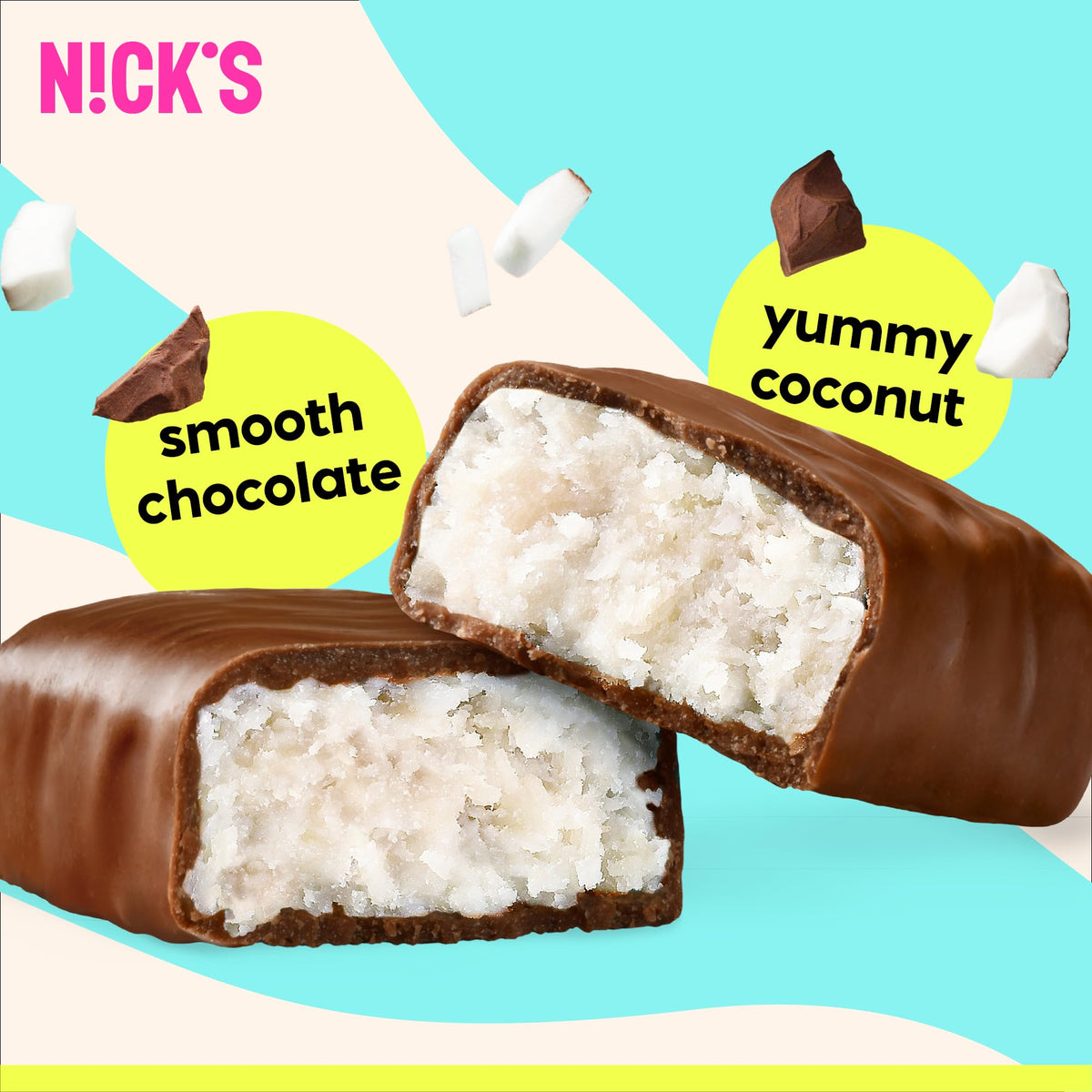 N!CK'S Keto Chocolate Candy Bars Variety Pack – Coconut & Peanuts & Fudge, No Added Sugar, 3g Net Carbs, Gluten-Free, 15 Bars