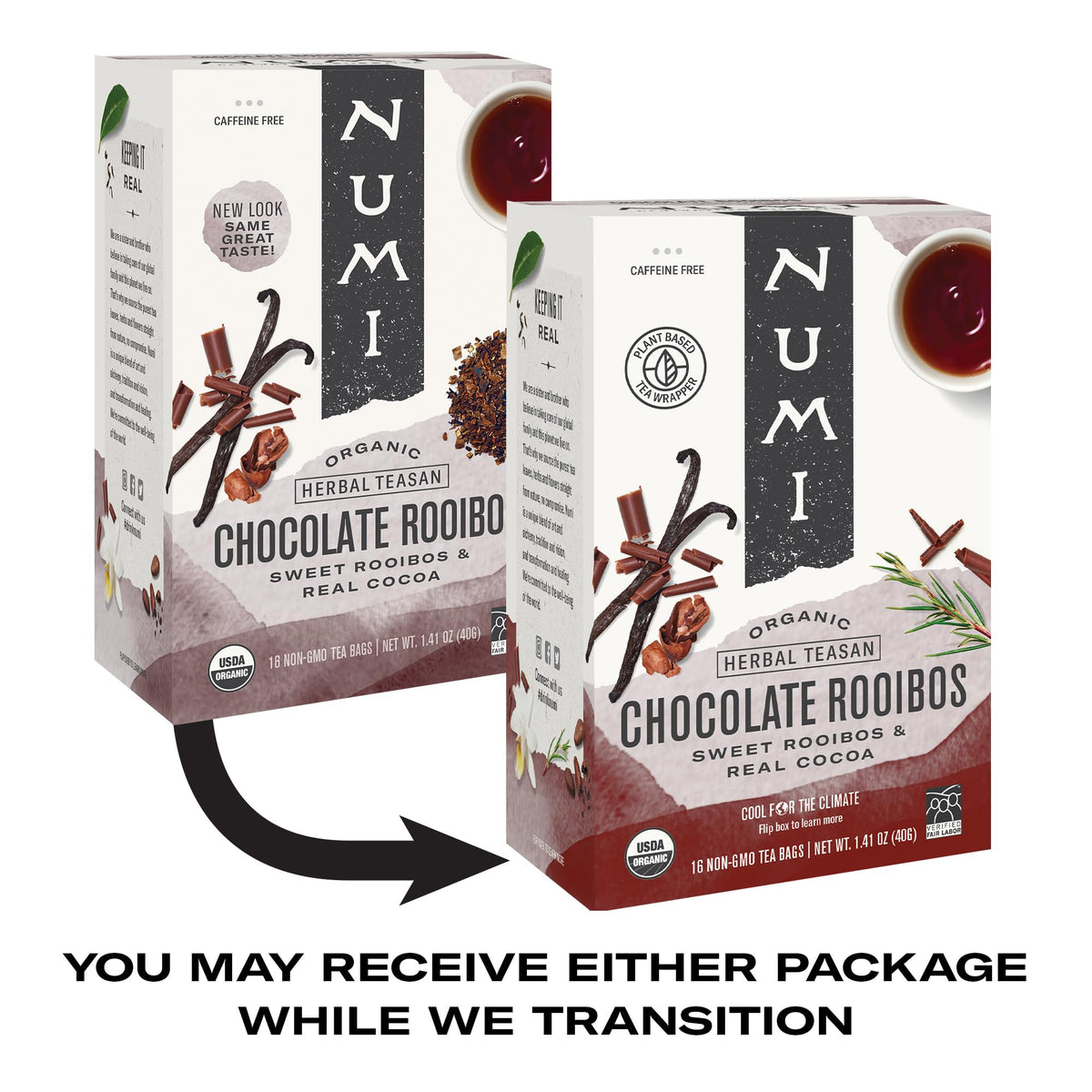 Numi Organic Chocolate Rooibos Tea – 48 Tea Bags with Cocoa, Honeybush & Vanilla