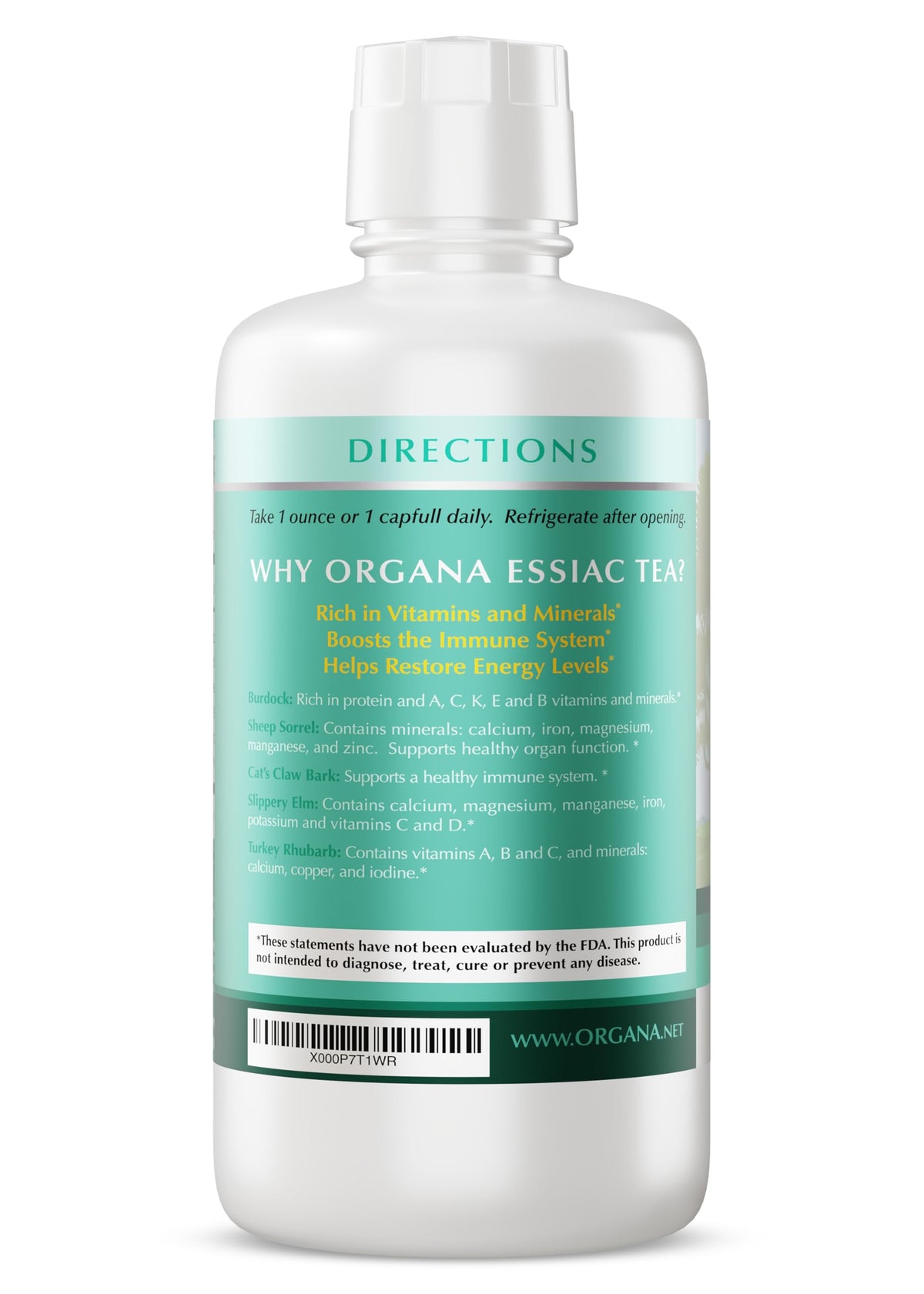 NutriNoche Organa Essiac Tea - Organic Liquid 4-Herb Essiac Blend (32 oz) | Ojibwa Herbal Detox