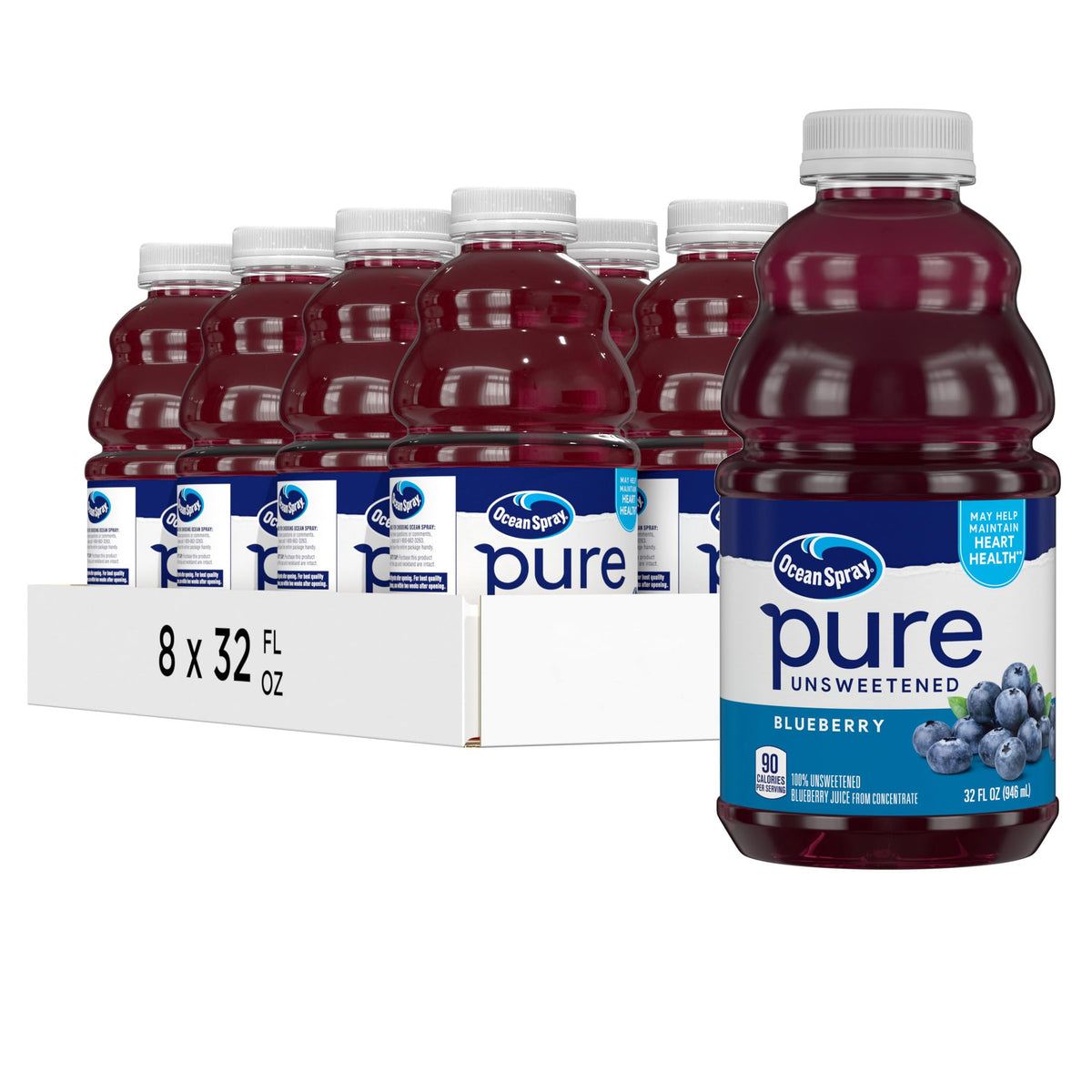 Ocean Spray Pure Blueberry Juice from Concentrate – 32 fl oz Bottles (Pack of 8)