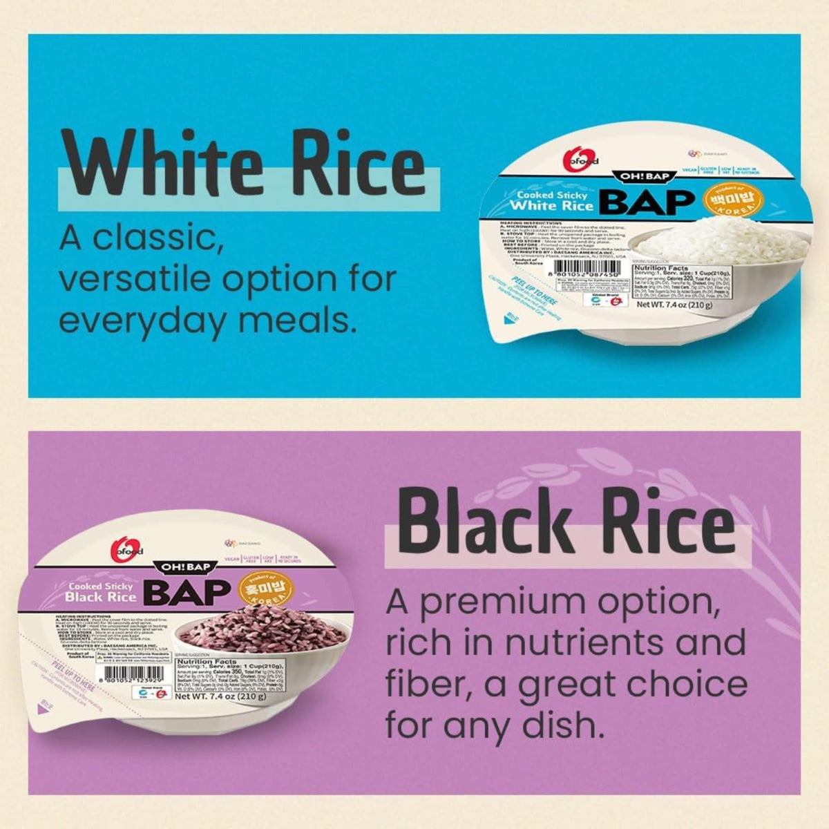 O'Food Premium Instant Rice Bowl — Sticky Sushi Rice, 90 Sec Ready, Gluten-Free, 12 Pack