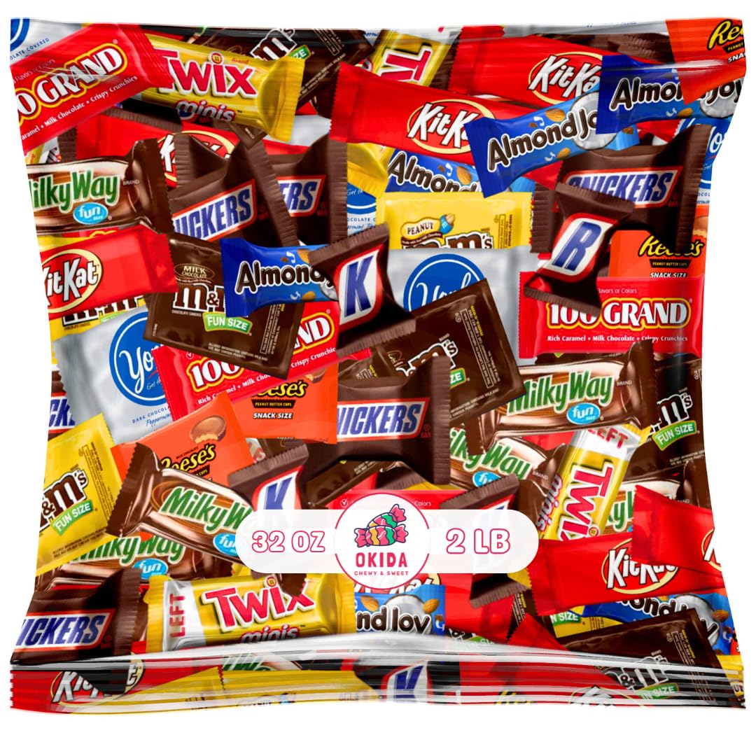 Okida Assorted Chocolate Variety Pack – 2 lb, Individually Wrapped Party Chocolates