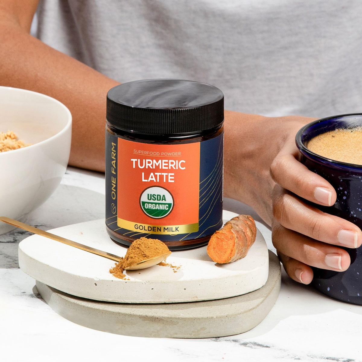 One Farm by WAAYB Turmeric Latte Powder – Organic Golden Milk Blend, 45 Servings