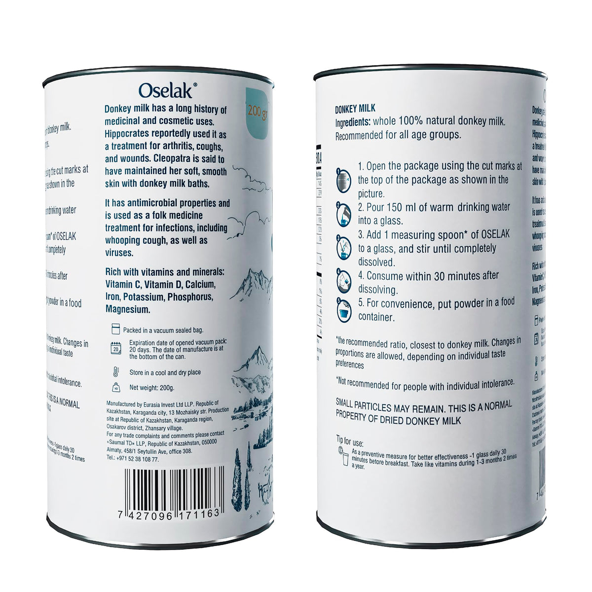 Oselak Donkey Milk Powder 200g – Pure, Natural, High in Calcium, Iron, and Vitamin D