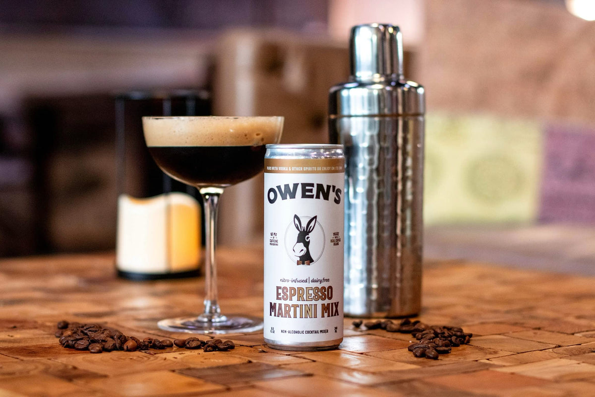 Owen's Espresso Martini Mix – Premium Non-Alcoholic Cocktail Mixer with Real Coffee Beans, Nitro-Infused, 8oz Cans (24 Pack)