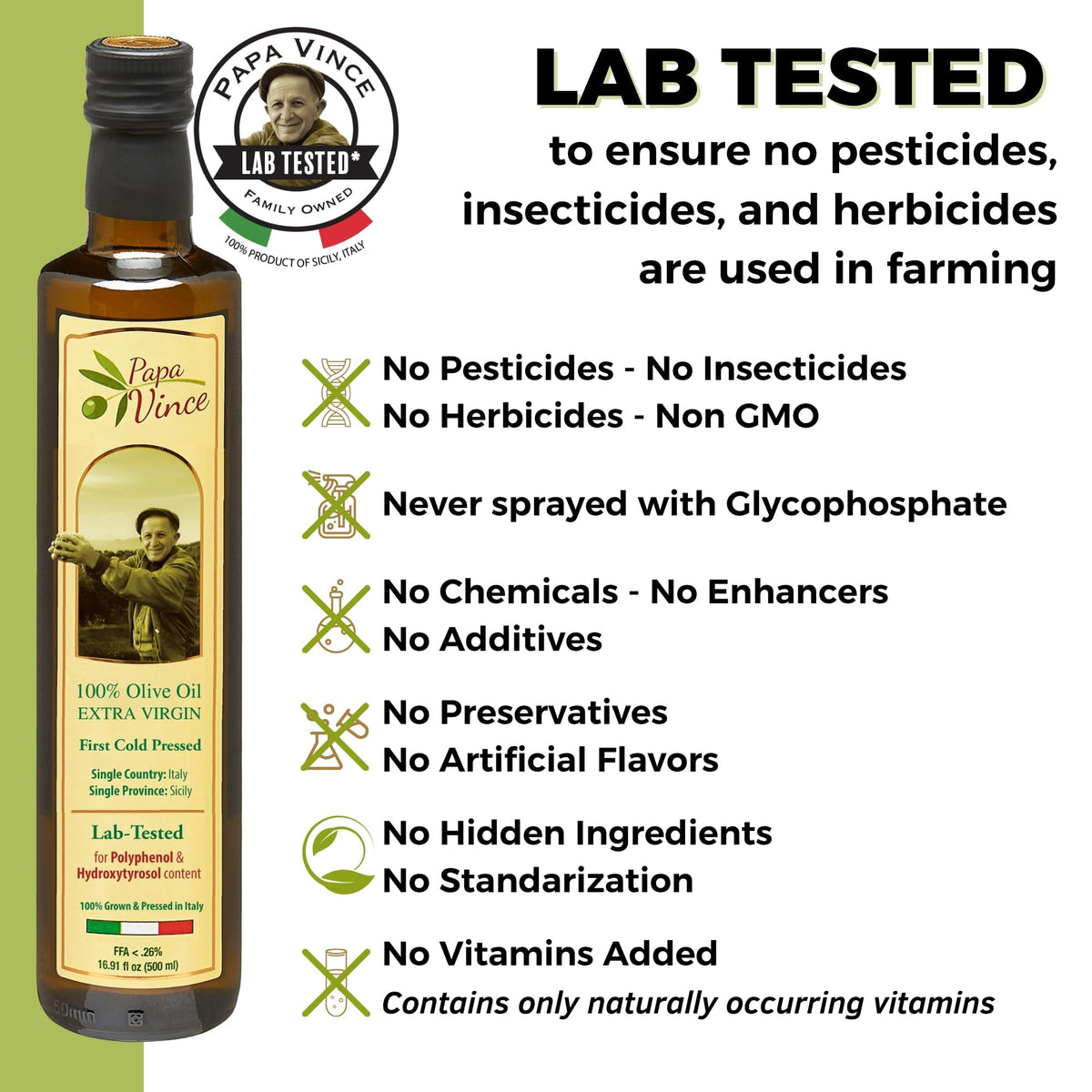 Papa Vince Olive Oil Extra Virgin – First Cold Press, Polyphenol Rich, Sicilian Harvest 2024/25