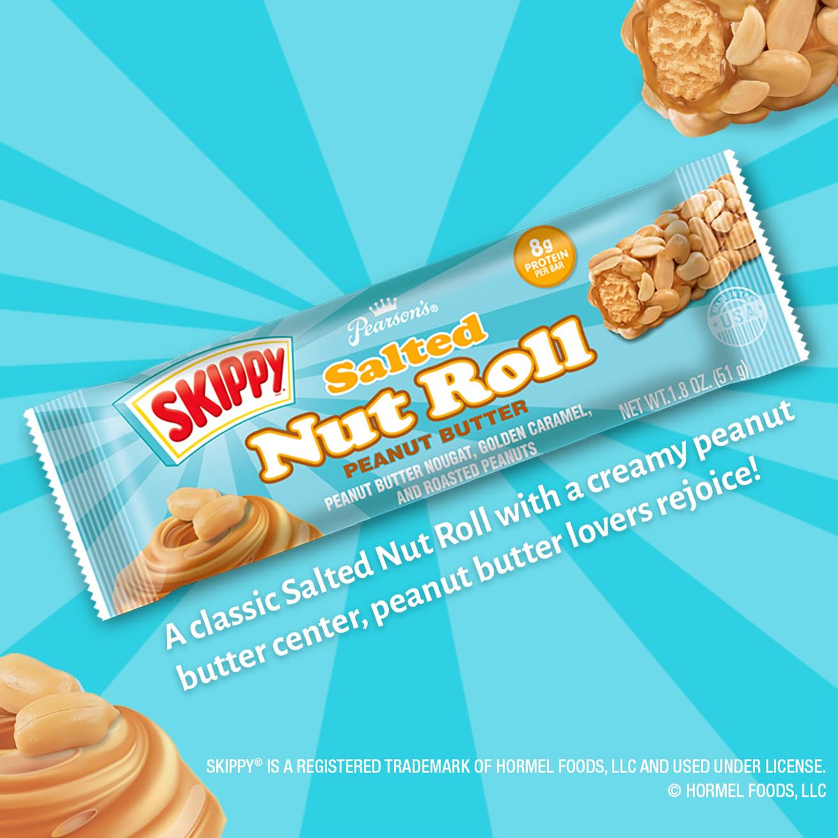 Pearson’s SKIPPY Peanut Butter Salted Nut Roll – 24 Bar Bulk Pack