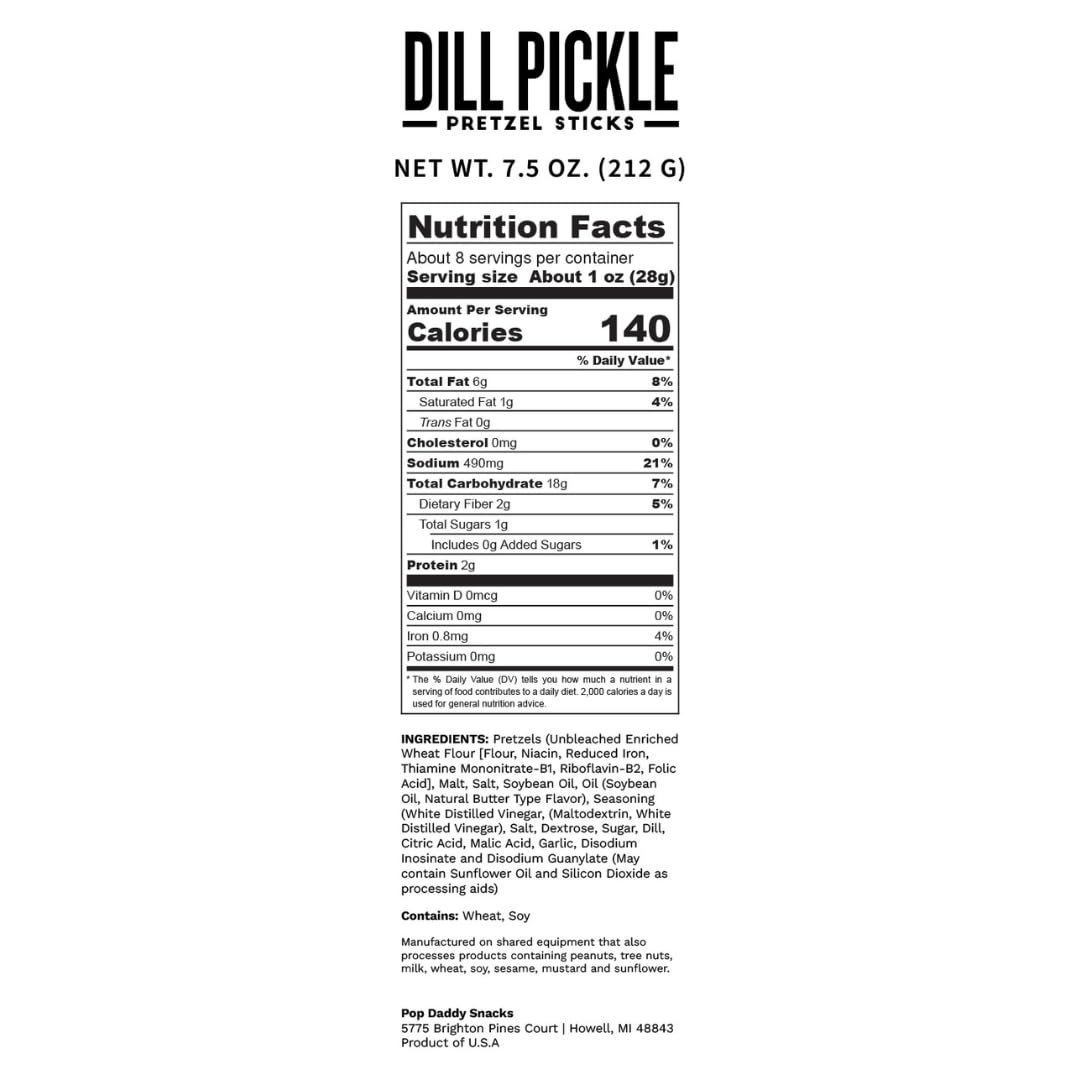 Pop Daddy Dill Pickle Pretzel Sticks — 3 Pack, 7.5oz Each | Guilt-Free Gourmet Snack