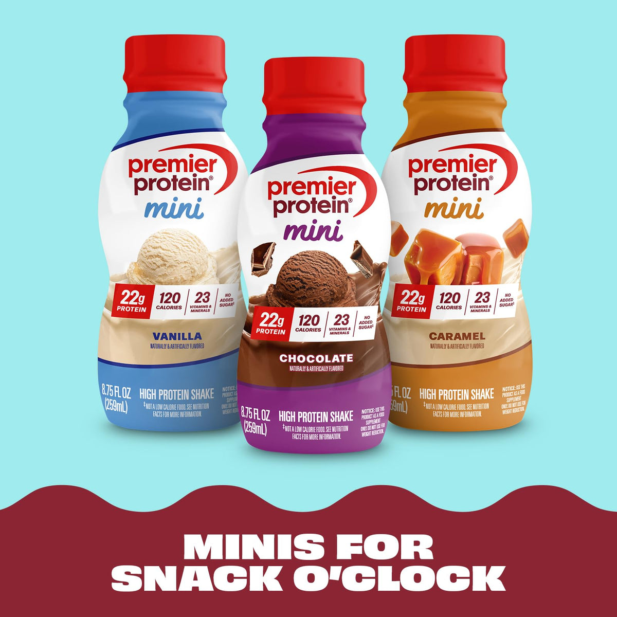 Premier Protein Shake MINIs – Chocolate, 22g Protein, 120 Calories, No Added Sugar, 8.75 fl oz, 12 Pack