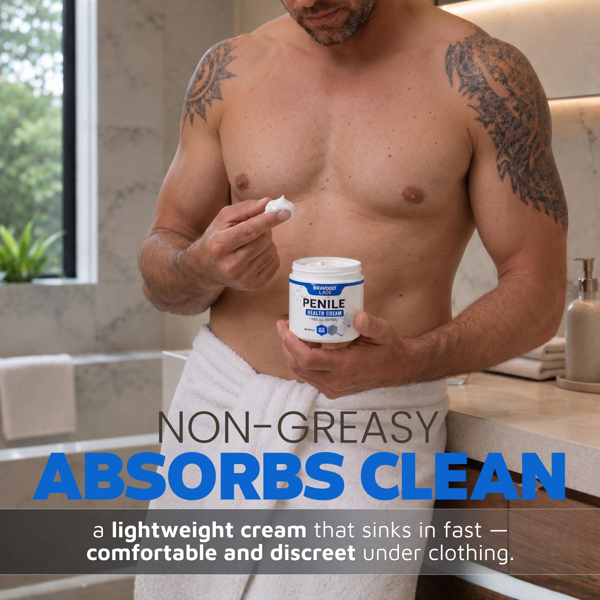 Premium Penile Health Creme for Men with Coconut Oil, CoQ10, and Allantoin