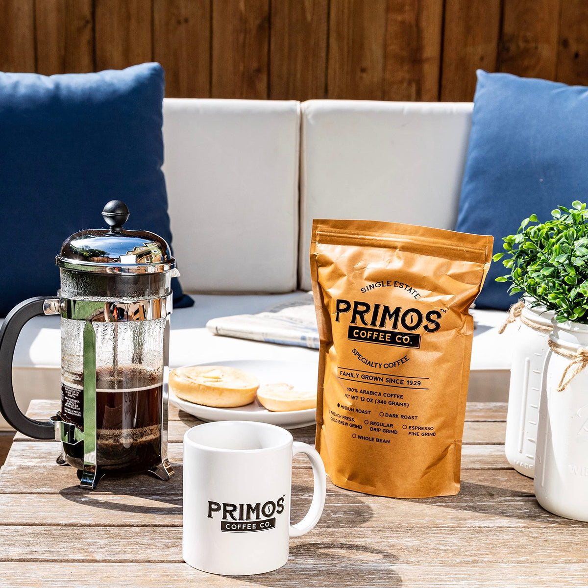 Primos Coffee Co. French Press Coffee – Coarse Ground, Medium Roast, 2 Bags