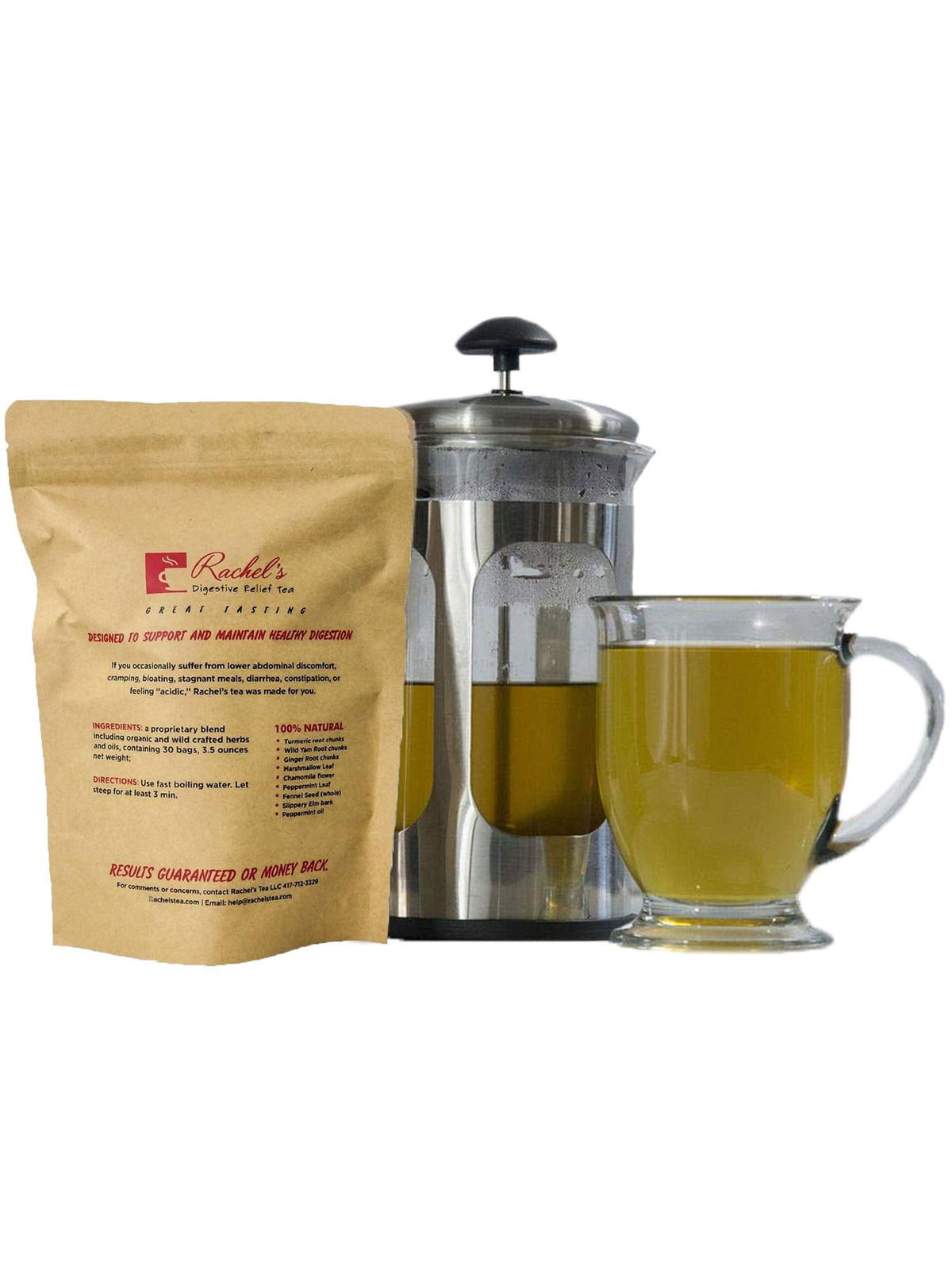 Rachel's Tea Digestive Relief: 8-Herb Herbal Tea, Caffeine-Free, 30 Bags (60 Cups) | Rachelstea
