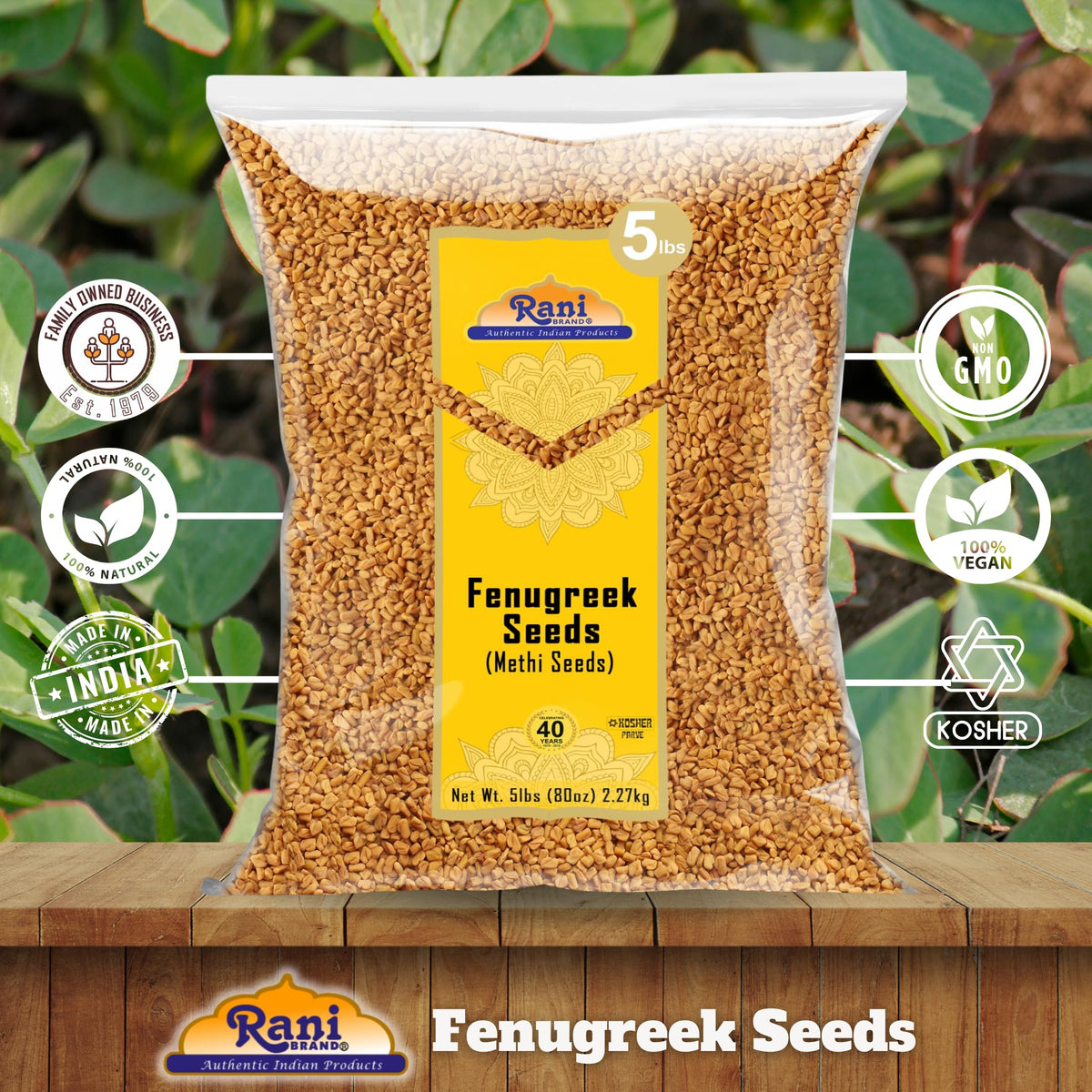 Rani Brand Fenugreek Seeds (Methi) – 80oz Bulk Whole Seeds | All Natural, Kosher, Non-GMO, Indian Origin