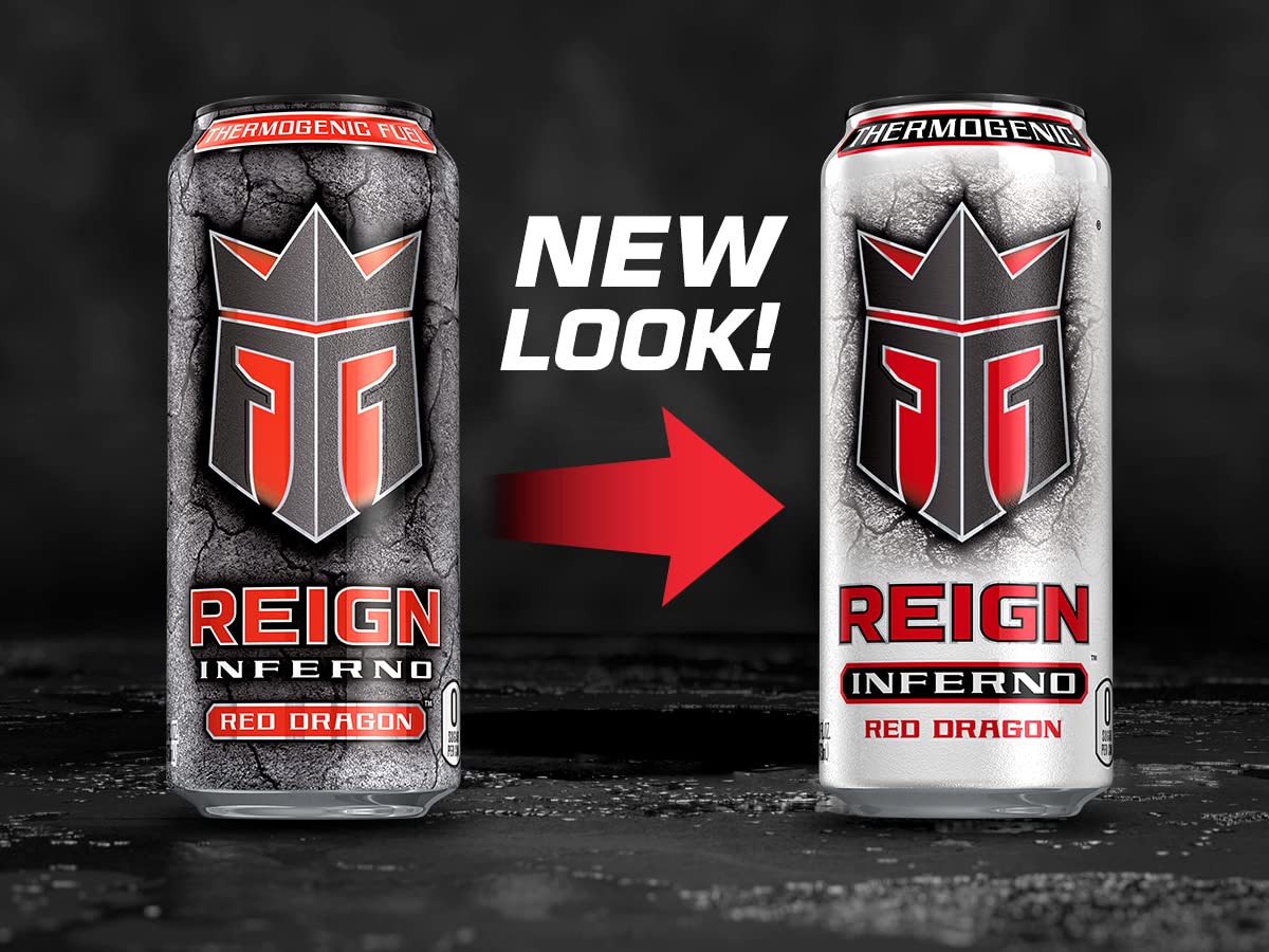 Reign Inferno Red Dragon Thermogenic Fuel – 300mg Caffeine, Zero Sugar, 16 Fl Oz (Pack of 12)
