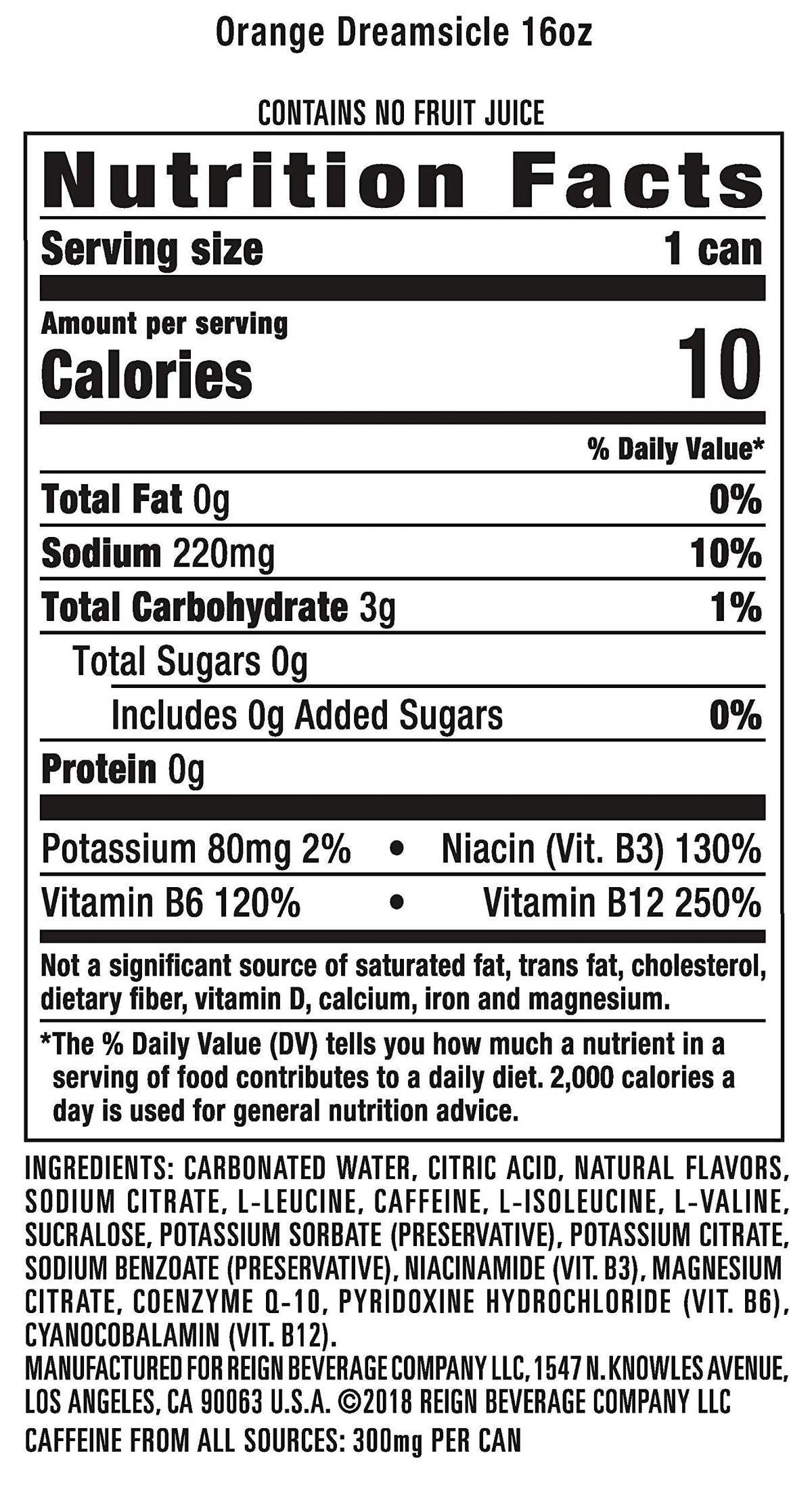 Reign Total Body Fuel Orange Dreamsicle – Fitness Drink, 16 oz, 12-pack