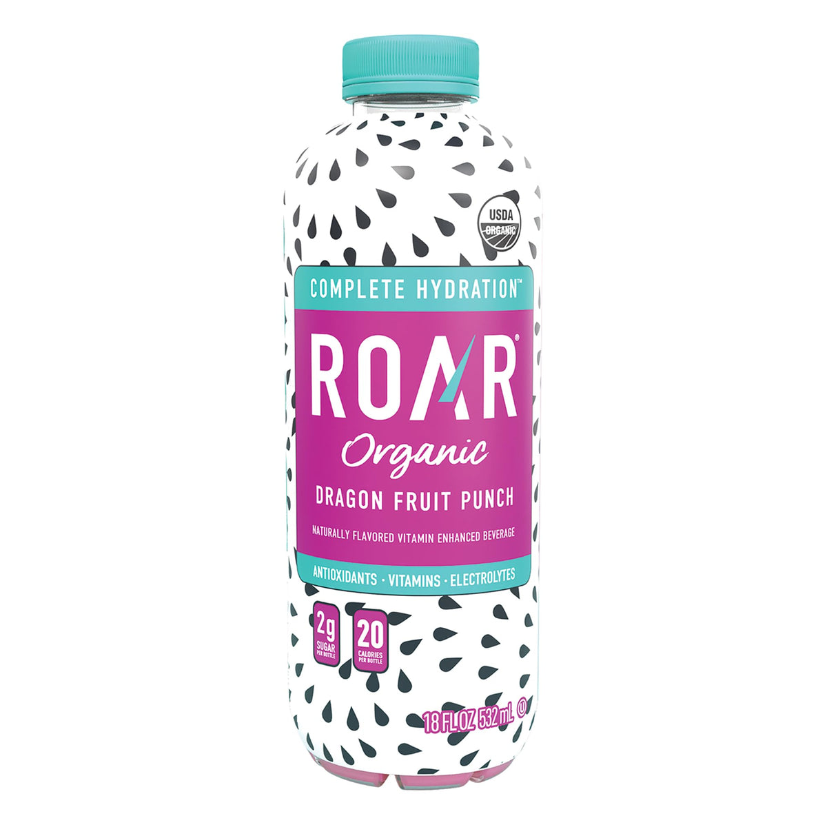 ROAR Complete Hydration Organic – Dragonfruit Punch Electrolyte Drink with Vitamin C, B5, B12 | Non-GMO, Gluten Free – 12 Pack