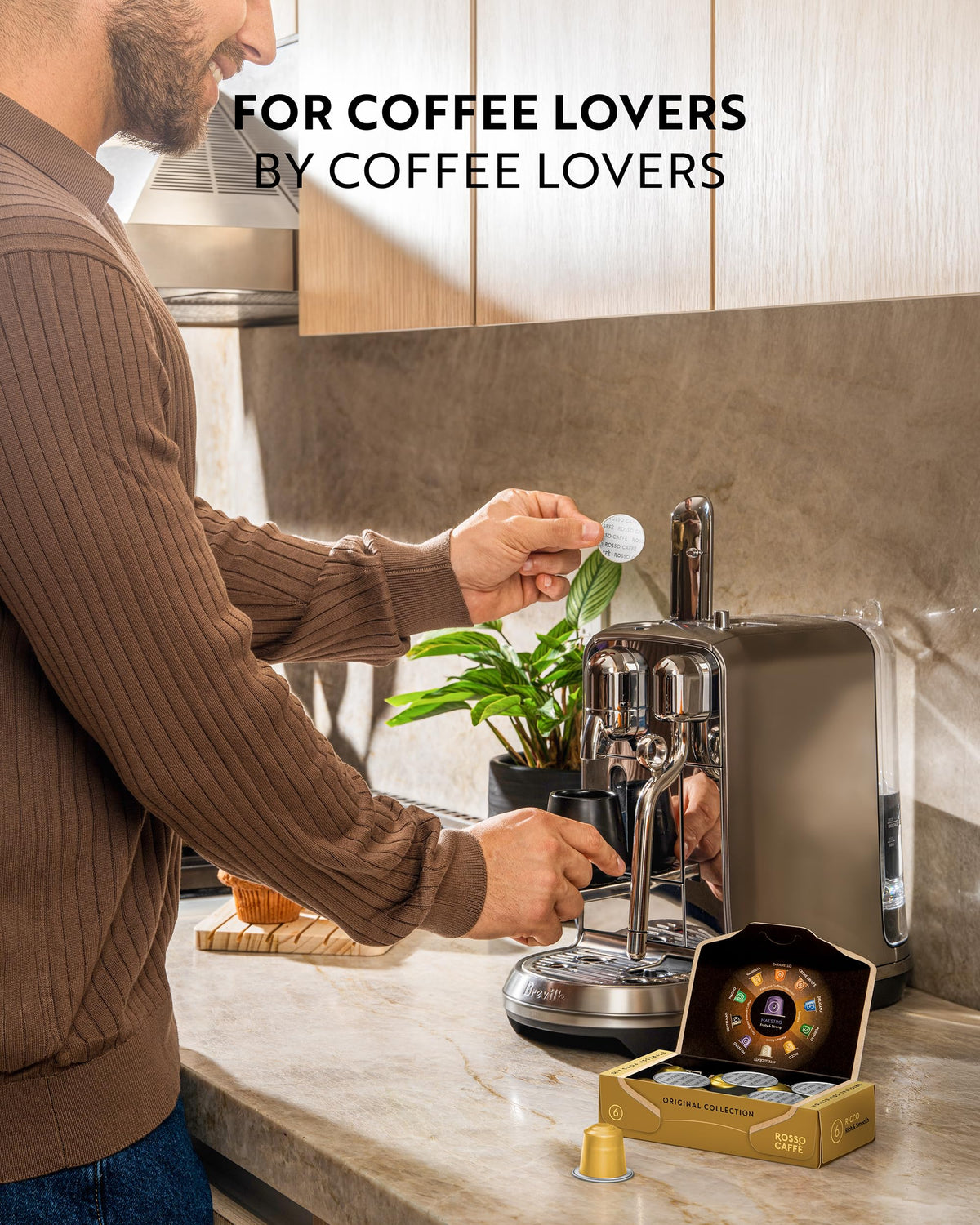 ROSSO CAFFÈ 60 Espresso Pods for Nespresso Original – 6-Flavor Premium Sampler Pack