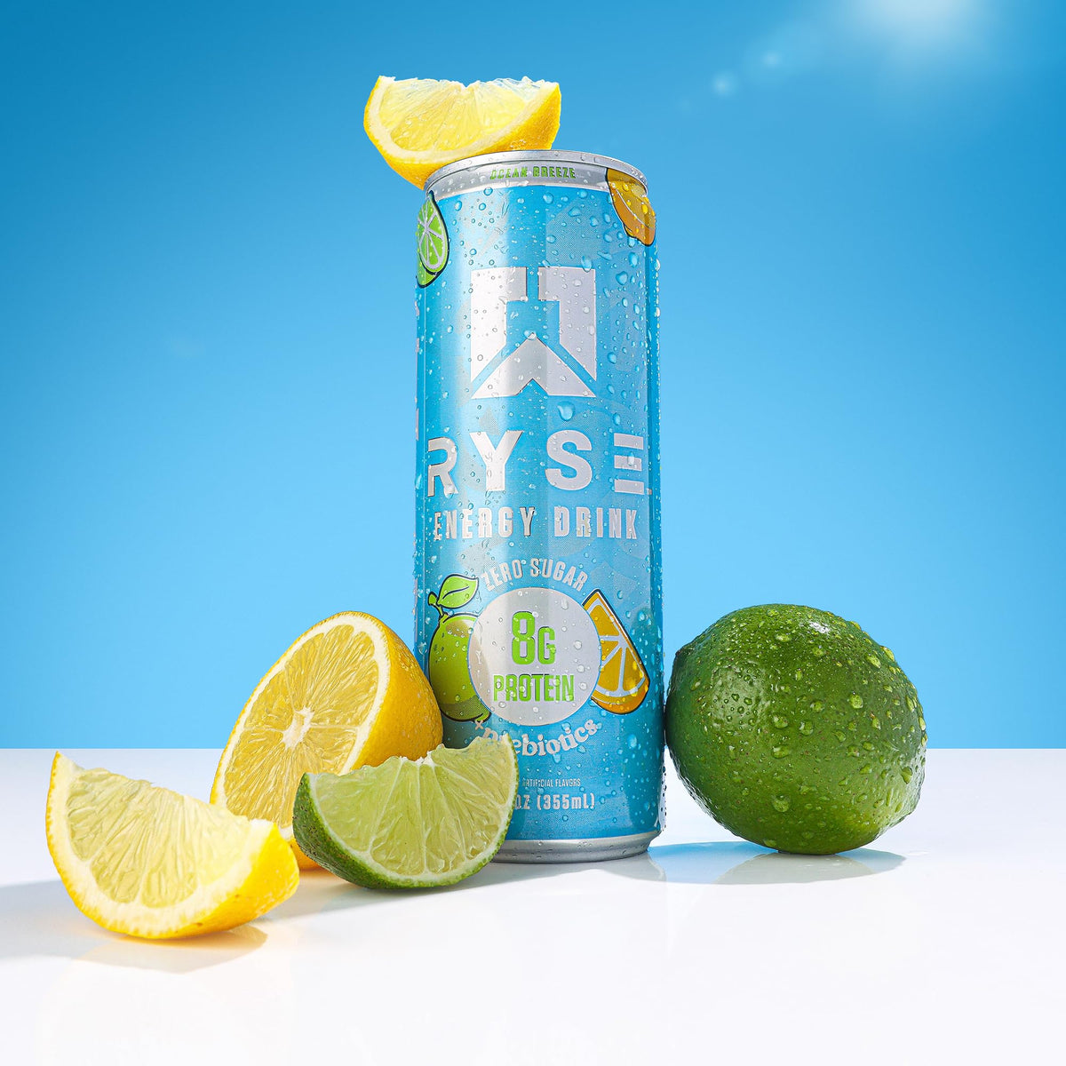 RYSE Ocean Breeze Functional Energy Drink – 150mg Caffeine, 8g Protein, 1g Prebiotics (Sugar Free)
