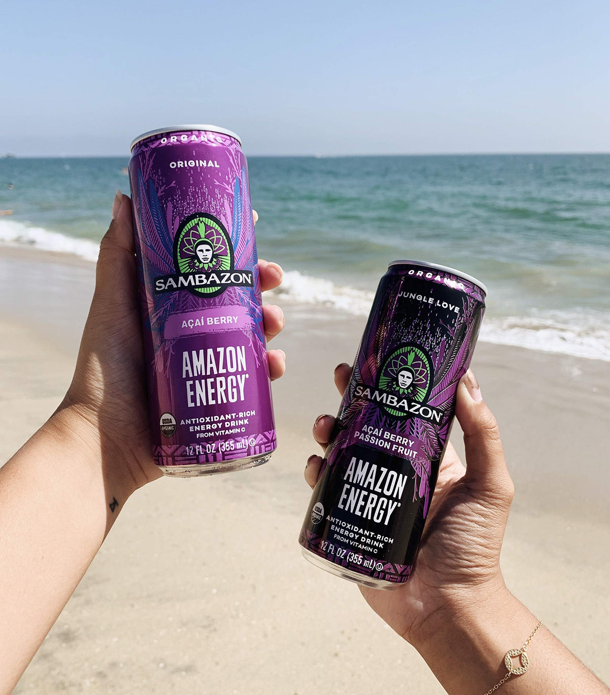 Sambazon Jungle Love Organic Amazon Energy Drink – Acai Berry & Passionfruit, 12 fl oz (12-Pack)
