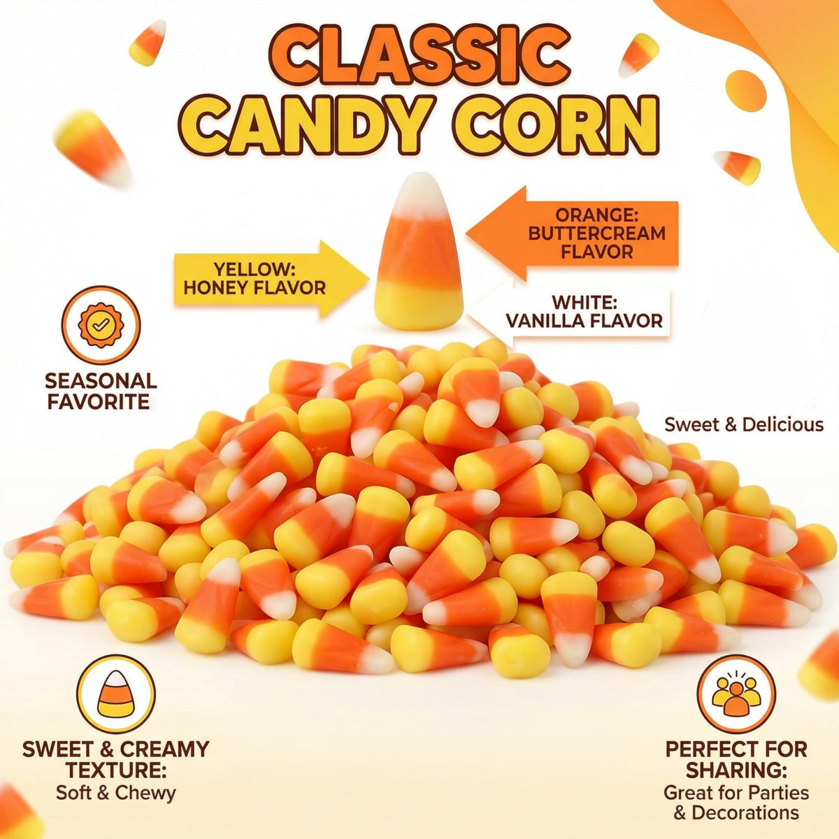 Sarah's Candy Factory Candy Corn in Jar (6 Lbs) – Assorted Old-Fashioned Candy Corn Bulk