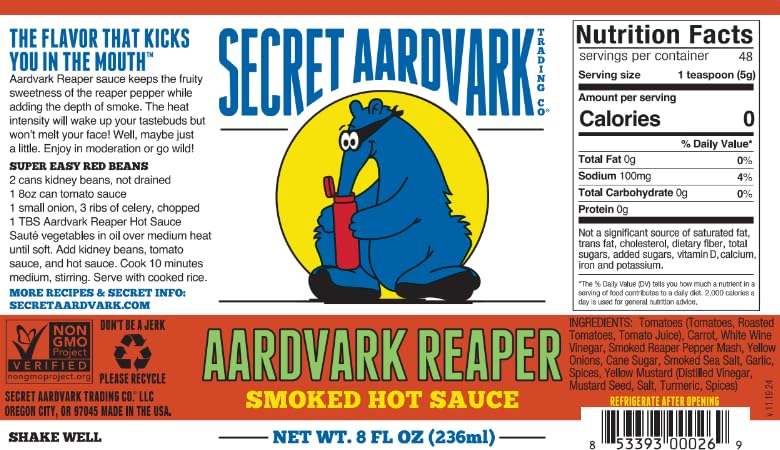 Secret Aardvark Hot Sauce Variety Pack – Smoky Chipotle, Reaper, Red Scorpion, Serrabanero & Habanero (8 oz, 5 Pack)