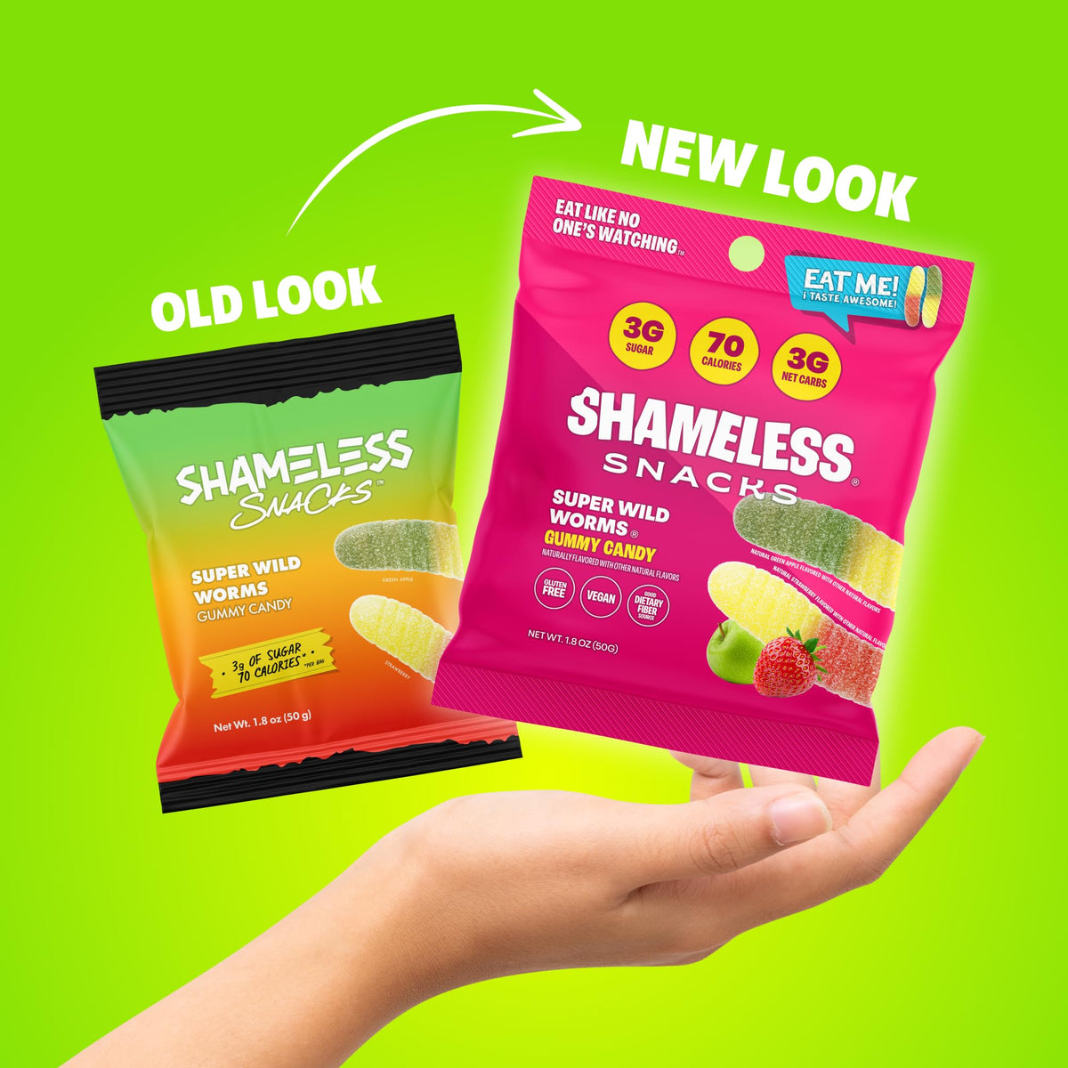 Shameless Snacks Sour Gummy Worms - Low Sugar, Fiber-Rich, Keto Vegan Candy Bulk