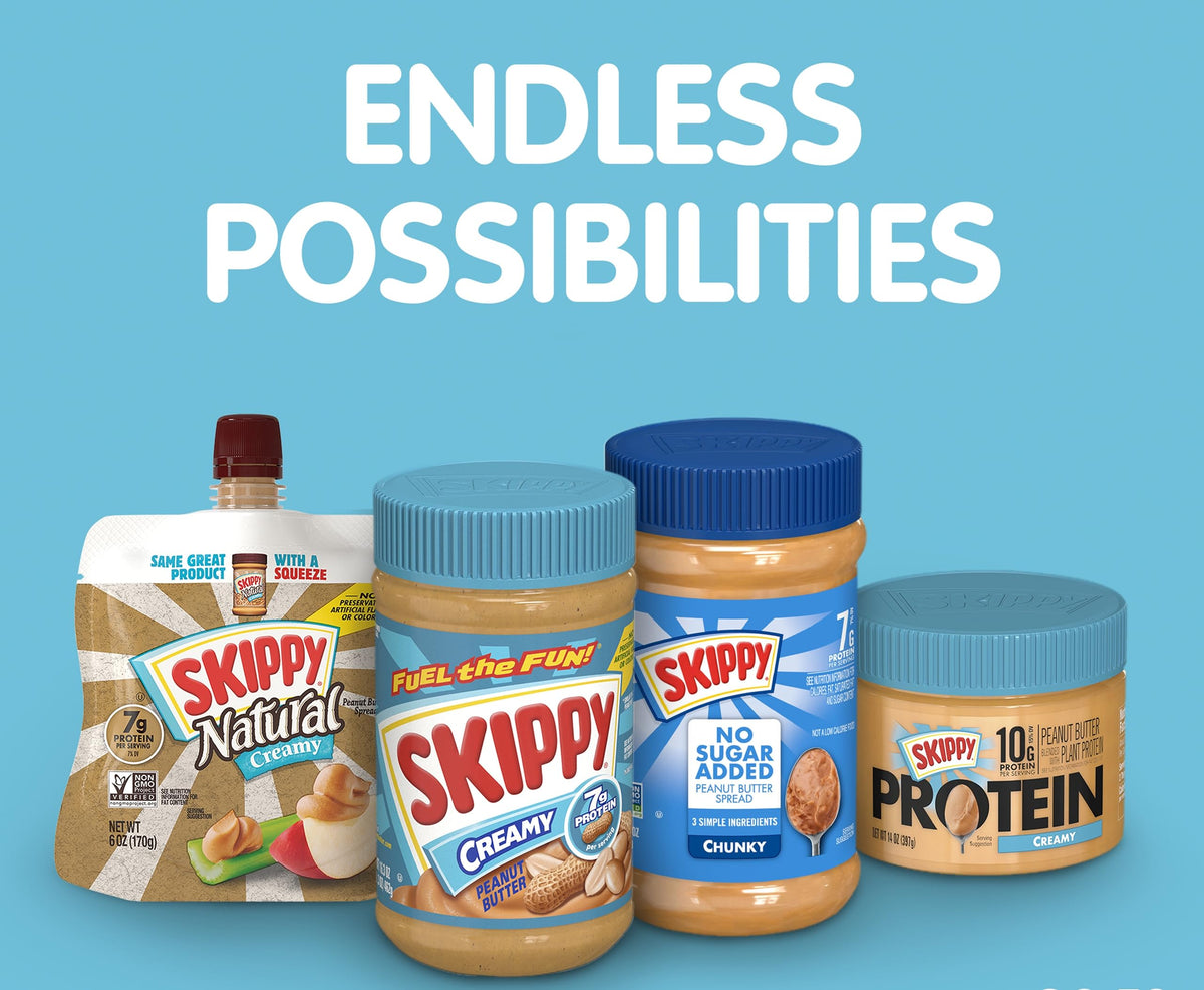 SKIPPY Natural Creamy Peanut Butter Spread Squeeze Packs – 1.15 oz, Pack of 64