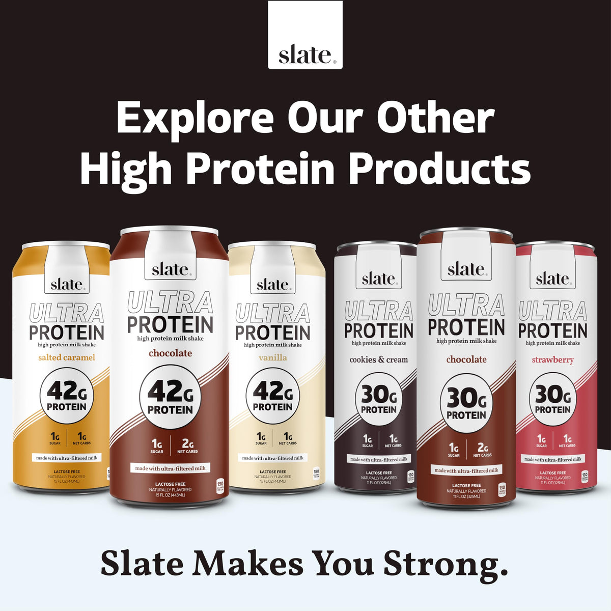 Slate Milk - High Protein Iced Coffee - Sweet Cream Latte | 11 fl oz Can, 175mg Caffeine, Lactose Free, 20g Protein, 1g Sugar, 100 Calories, 1g Net Carbs, No Sugar Added
