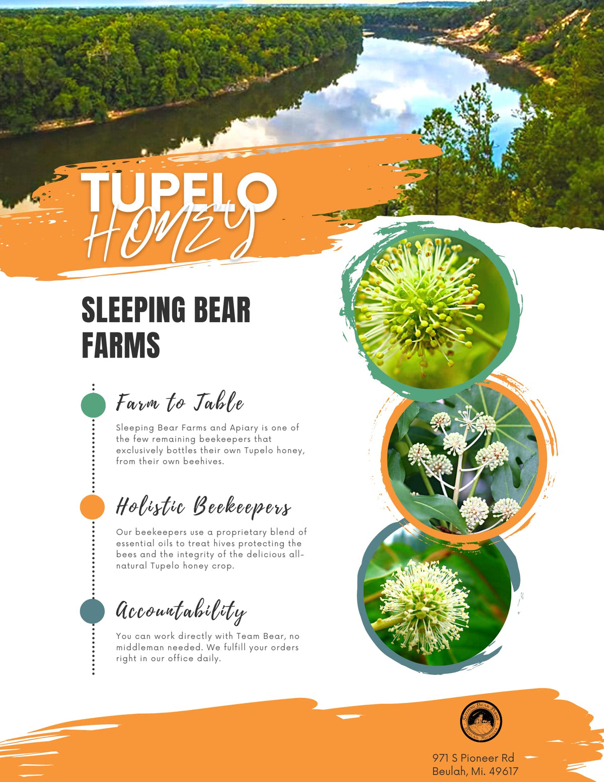 Sleeping Bear Farms Tupelo Honey 32oz - Florida Apalachicola River Beekeepers