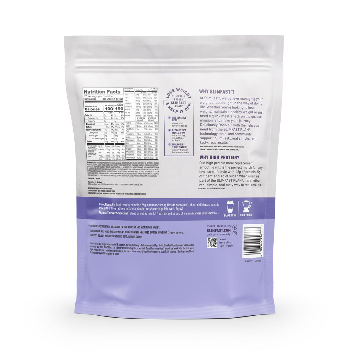 SlimFast High Protein Meal Replacement Powder – Vanilla Cream, 26 Servings, Gluten Free, 1.53 lb