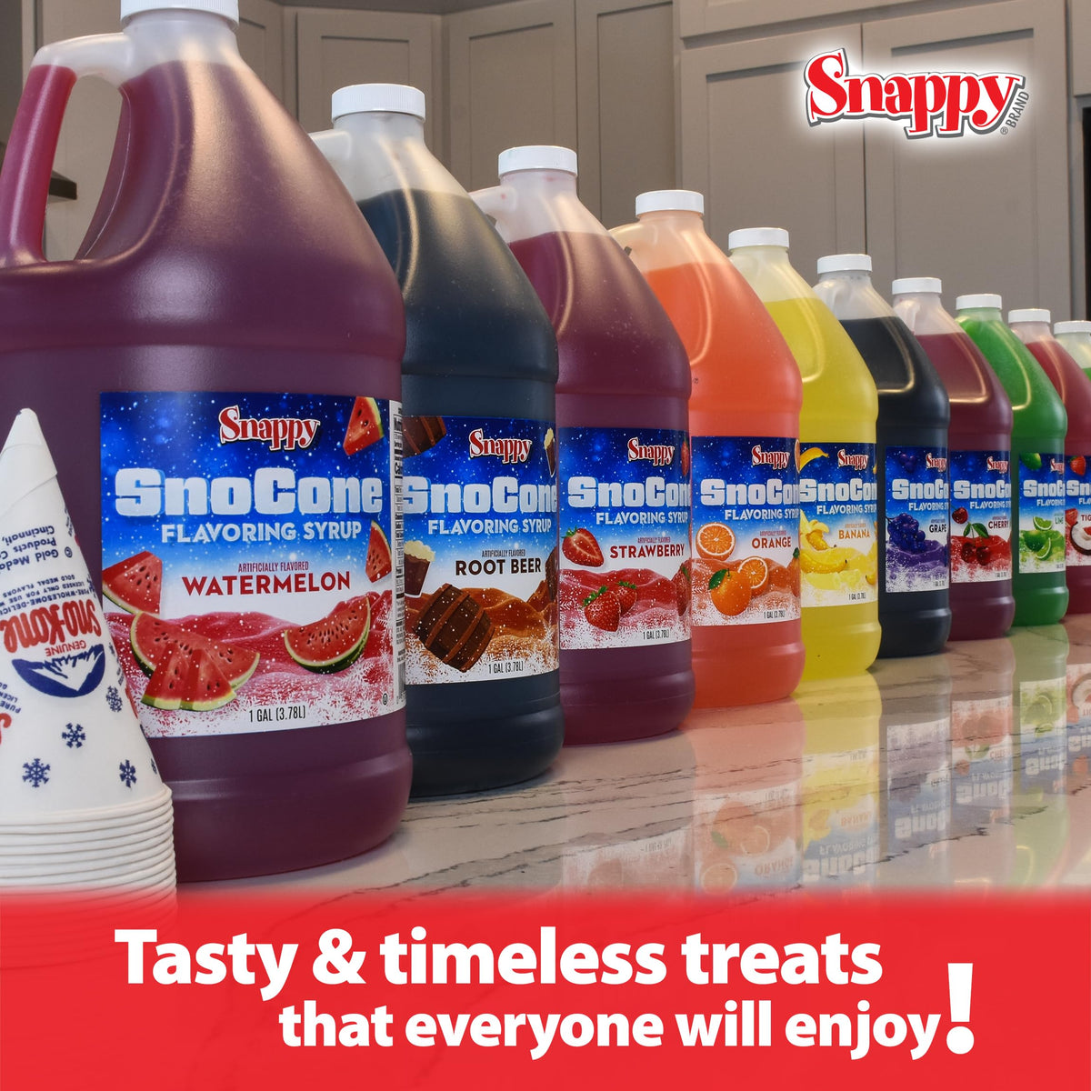 SNAPPY Fruit Punch Sno Cone Syrup – 1 Gallon, Ready to Use for Snow Cone Machines