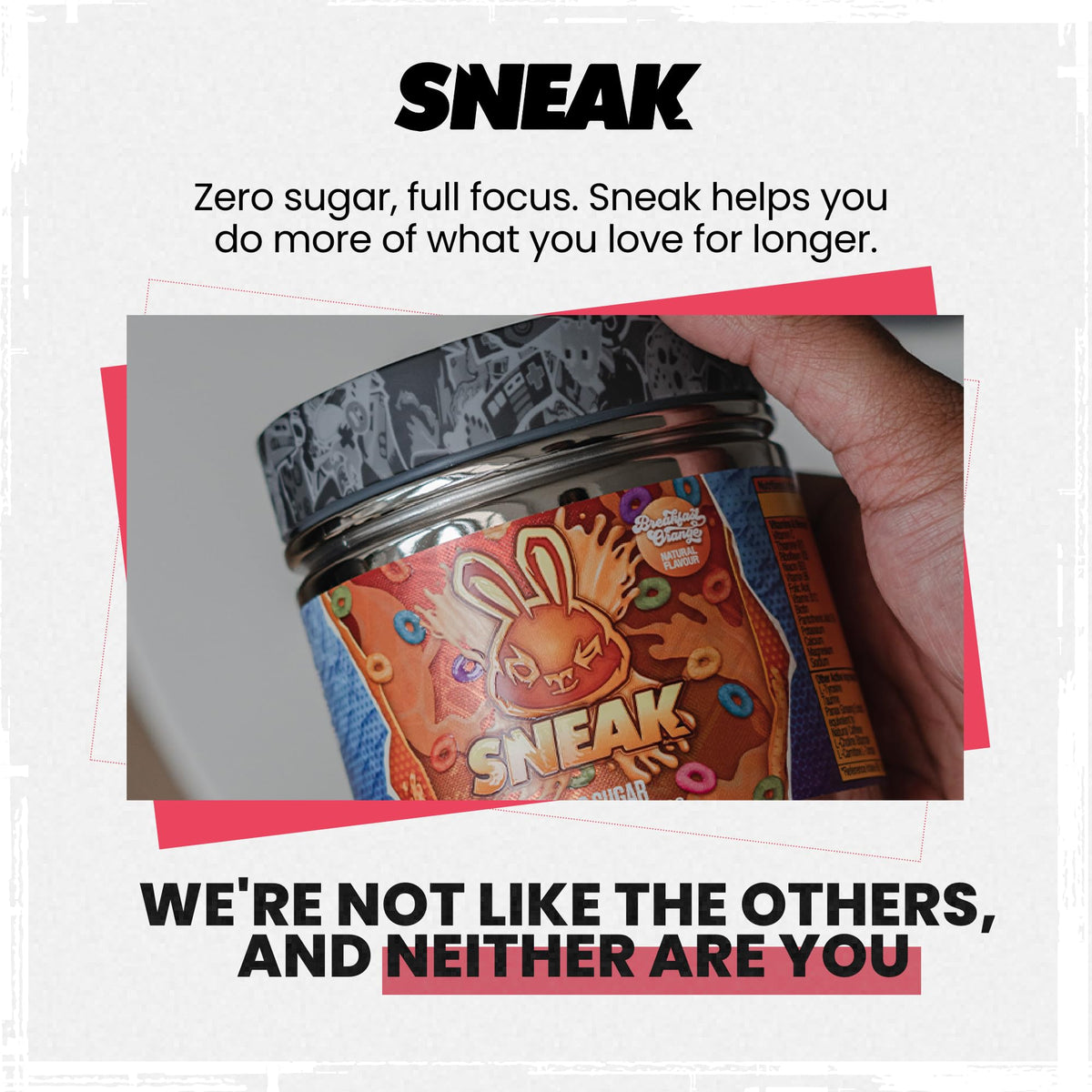 SNEAK Energy Drink Powder – Breakfast Orange | No Sugar, Natural Caffeine, Focus Nootropics | 40 Servings