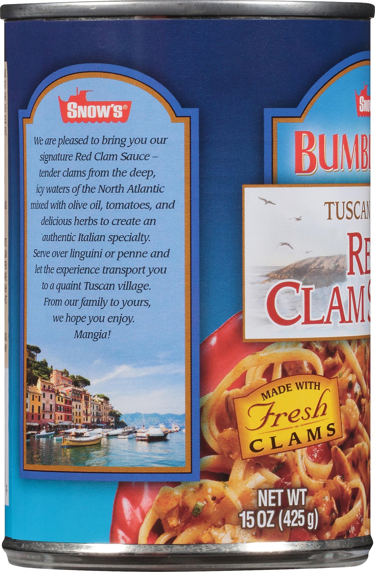 Snow's Tuscan Style Red Clam Sauce – 15 oz Cans (Case of 12) | Fresh Clams, Garlic & Spices