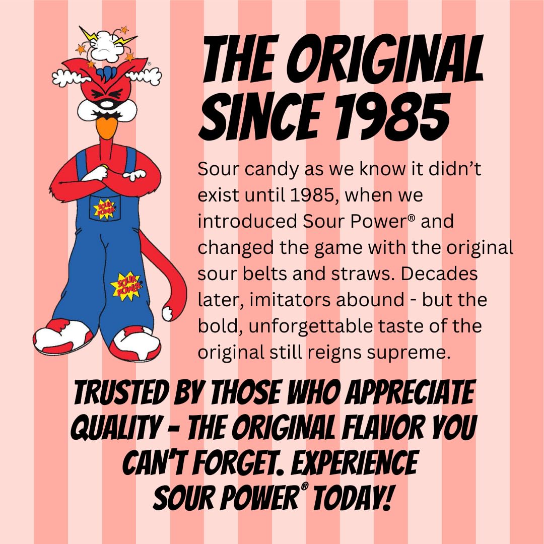 Sour Power Strawberry Straws – 24-Pack Vegan Sour Candy, 1.75 oz Each