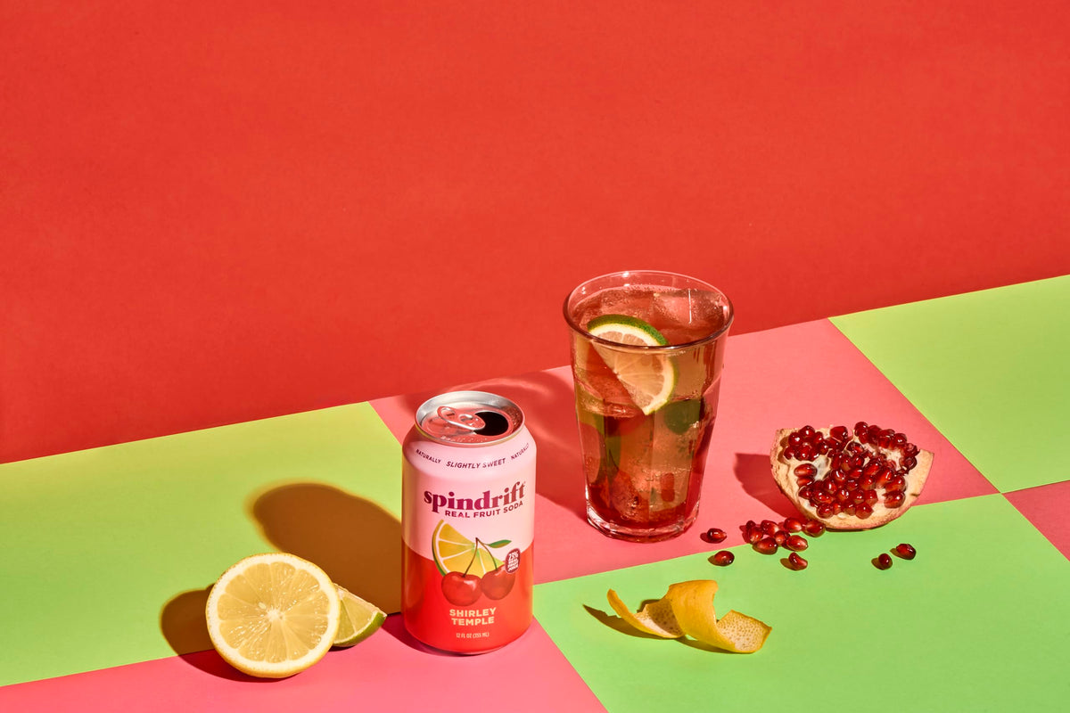 Spindrift Shirley Temple Cherry Citrus Soda – Real Squeezed Fruit, 12 Pack
