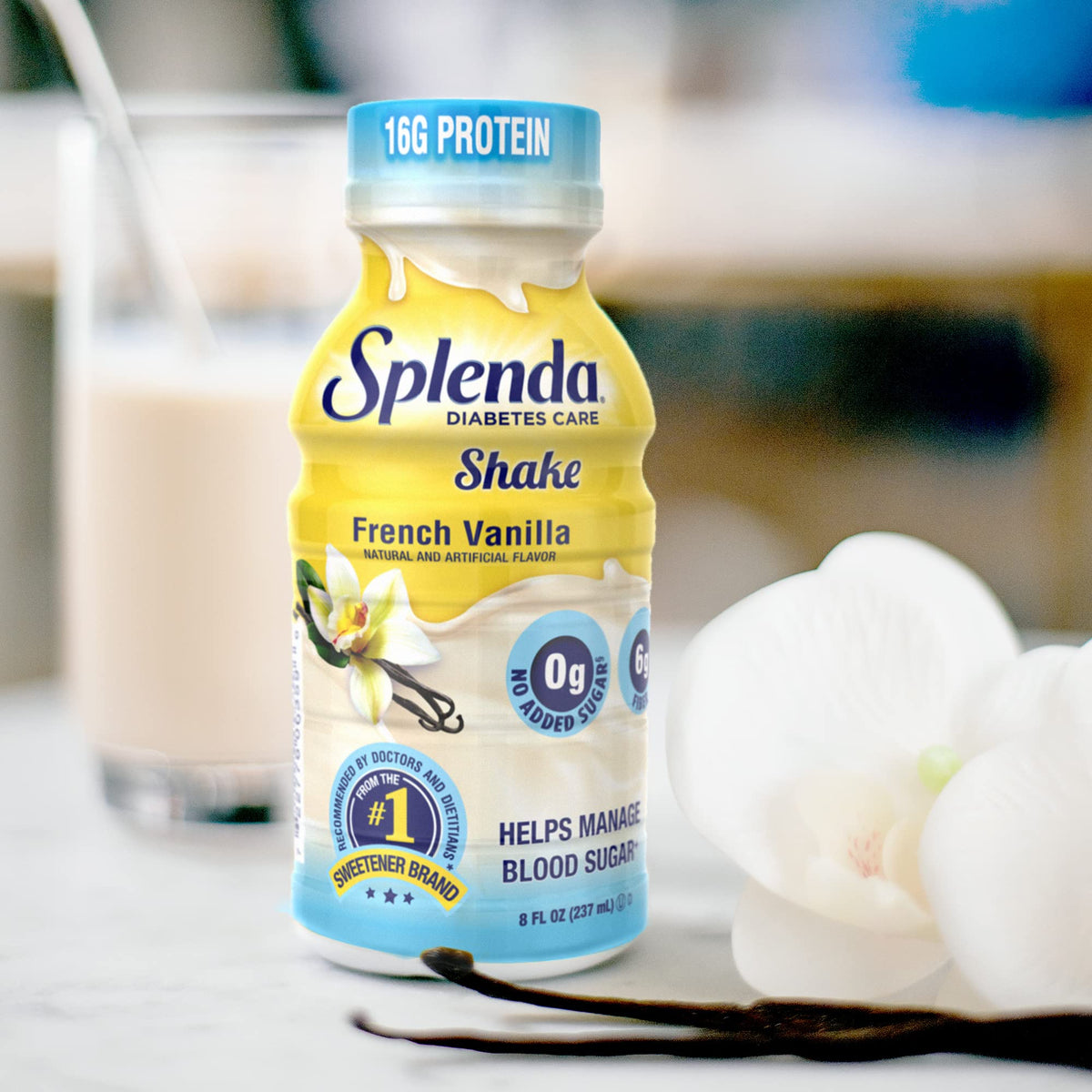 SPLENDA Diabetes Care Shakes – Creamy French Vanilla Meal Replacement, 8 oz, Pack of 24