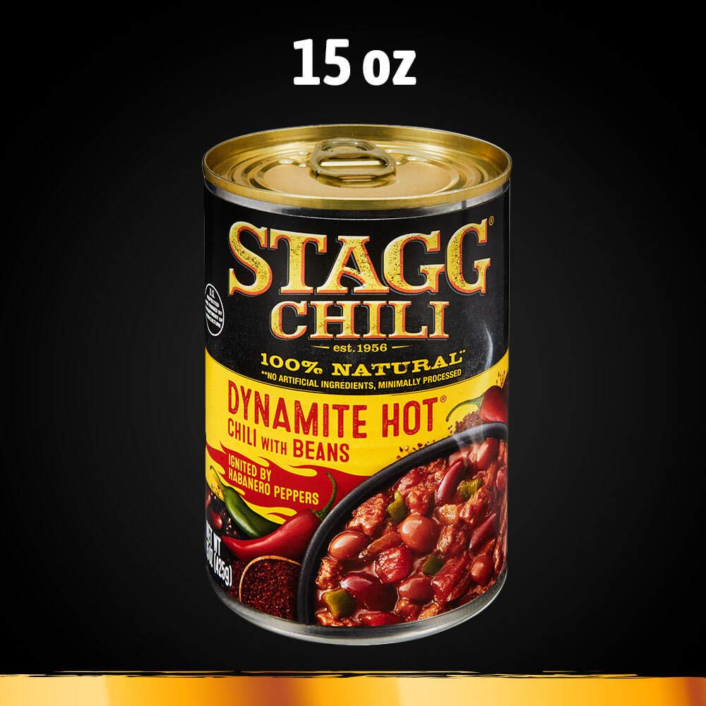 STAGG Dynamite Chili with Beans - 15 oz Can (Pack of 12) | Spicy, Protein-Packed, 100% Natural