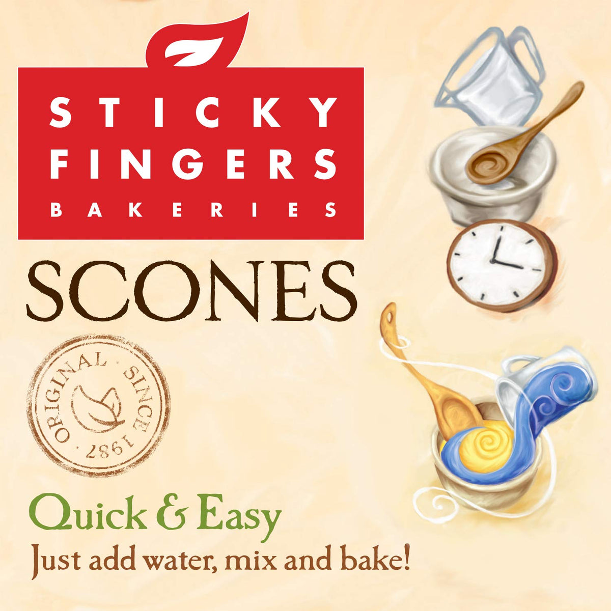 Sticky Fingers English Scone Mix – Original Flavor, Quick Homemade Scones (Makes 12, 6 Pack)
