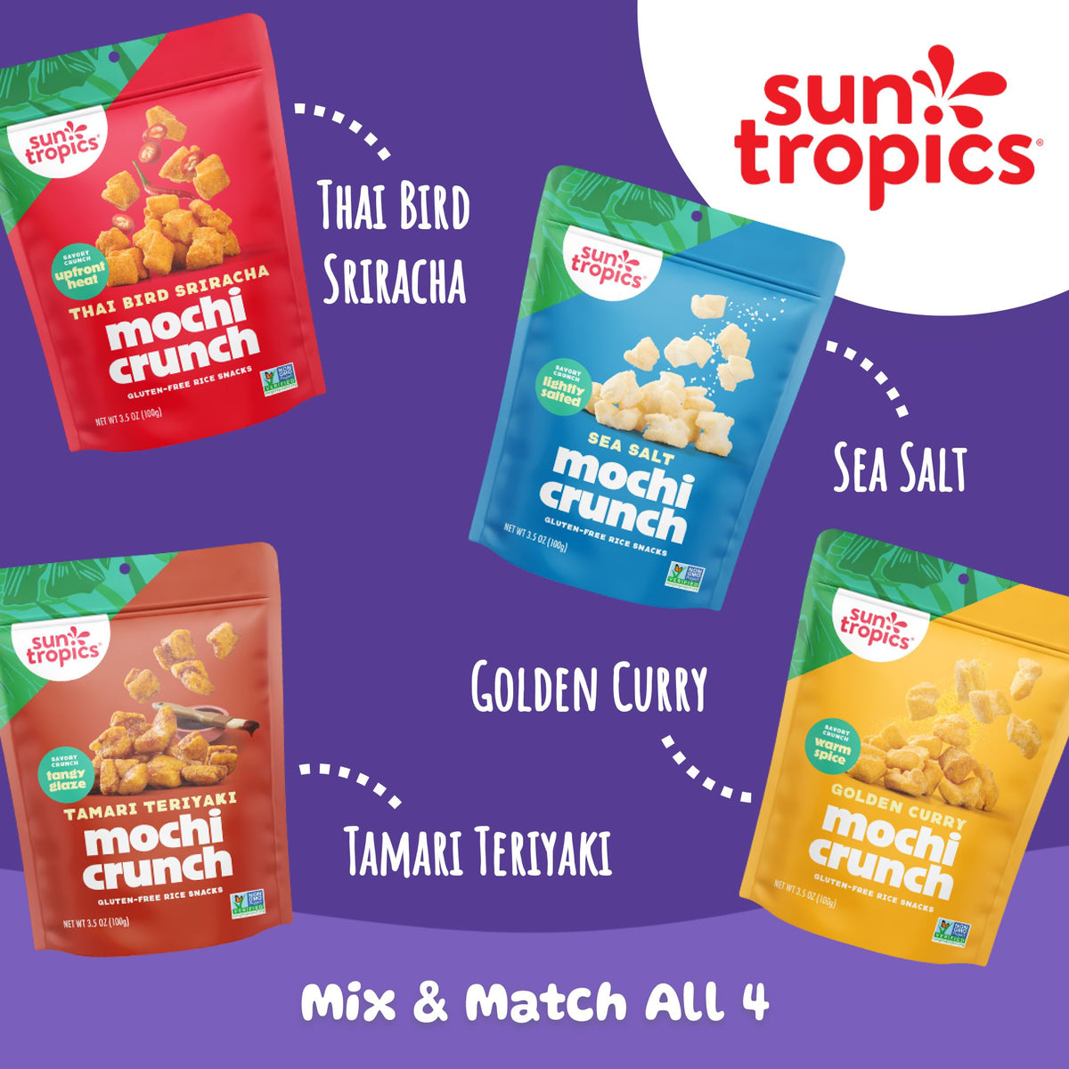 Sun Tropics Mochi Snack Bites – Golden Curry Flavor, 3.5 oz (6 Pack) | Gluten Free & Dairy Free
