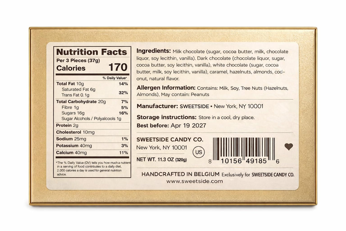 SWEETSIDE CANDY CO. Gourmet Chocolate Gift Box – 27 Belgian Chocolates, Ideal for Mother's Day & Holidays