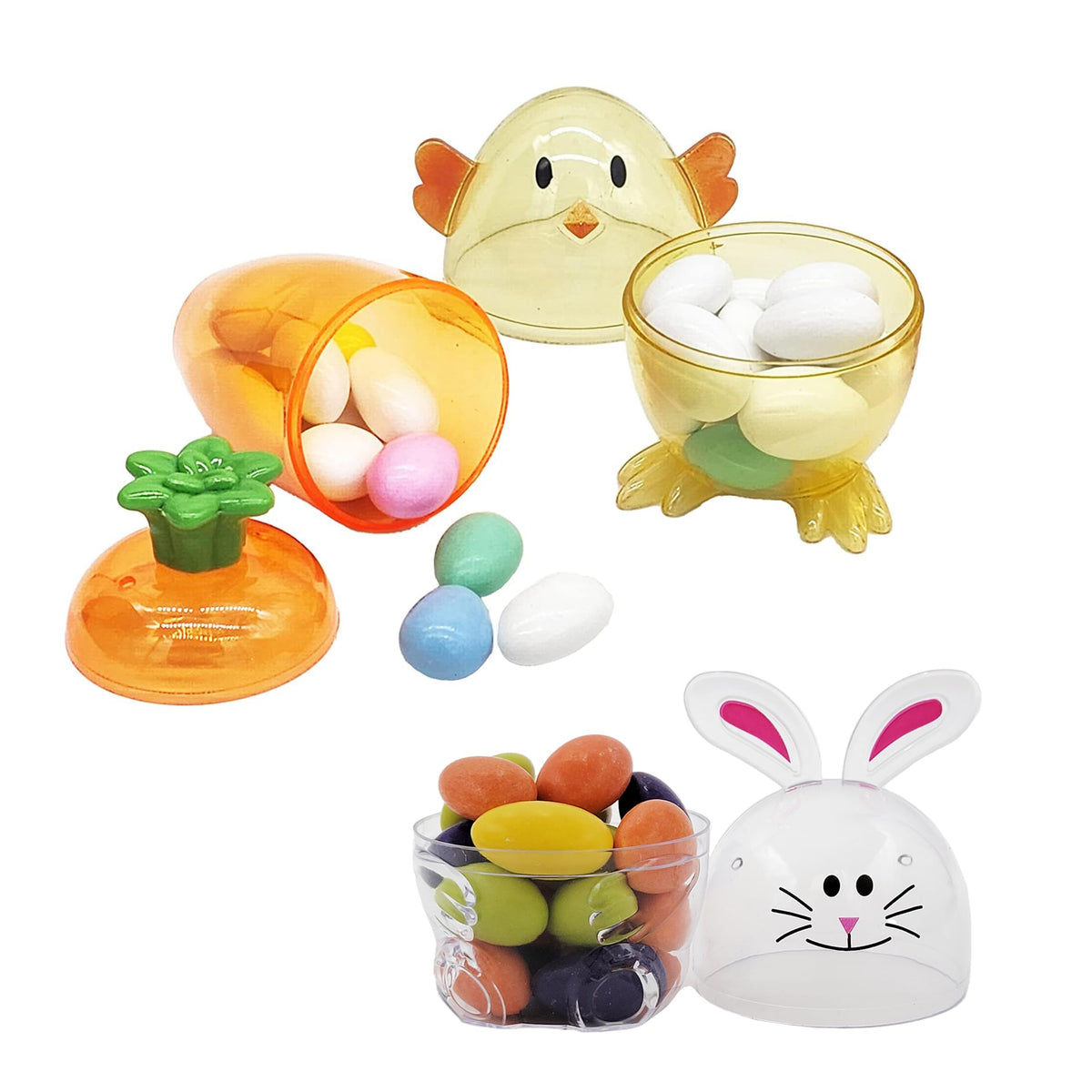 The Dreidel Company Fillable Easter Carrots, Bunny & Chick 24-Pack – Party Favors & Basket Stuffers