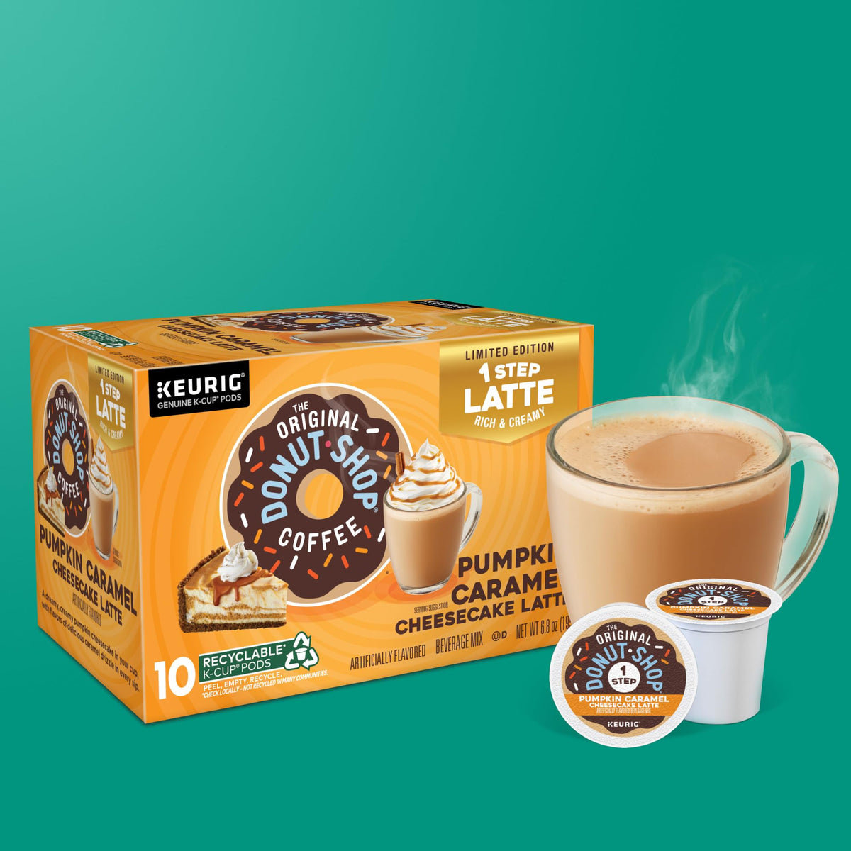 The Original Donut Shop Pumpkin Caramel Cheesecake Latte K-Cup Pods – 60 Count | Keurig Compatible