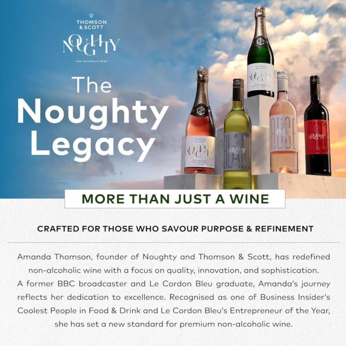 Thomson & Scott Noughty Sparkling Chardonnay – 0% ABV, Organic Non-Alcoholic Sparkling Wine