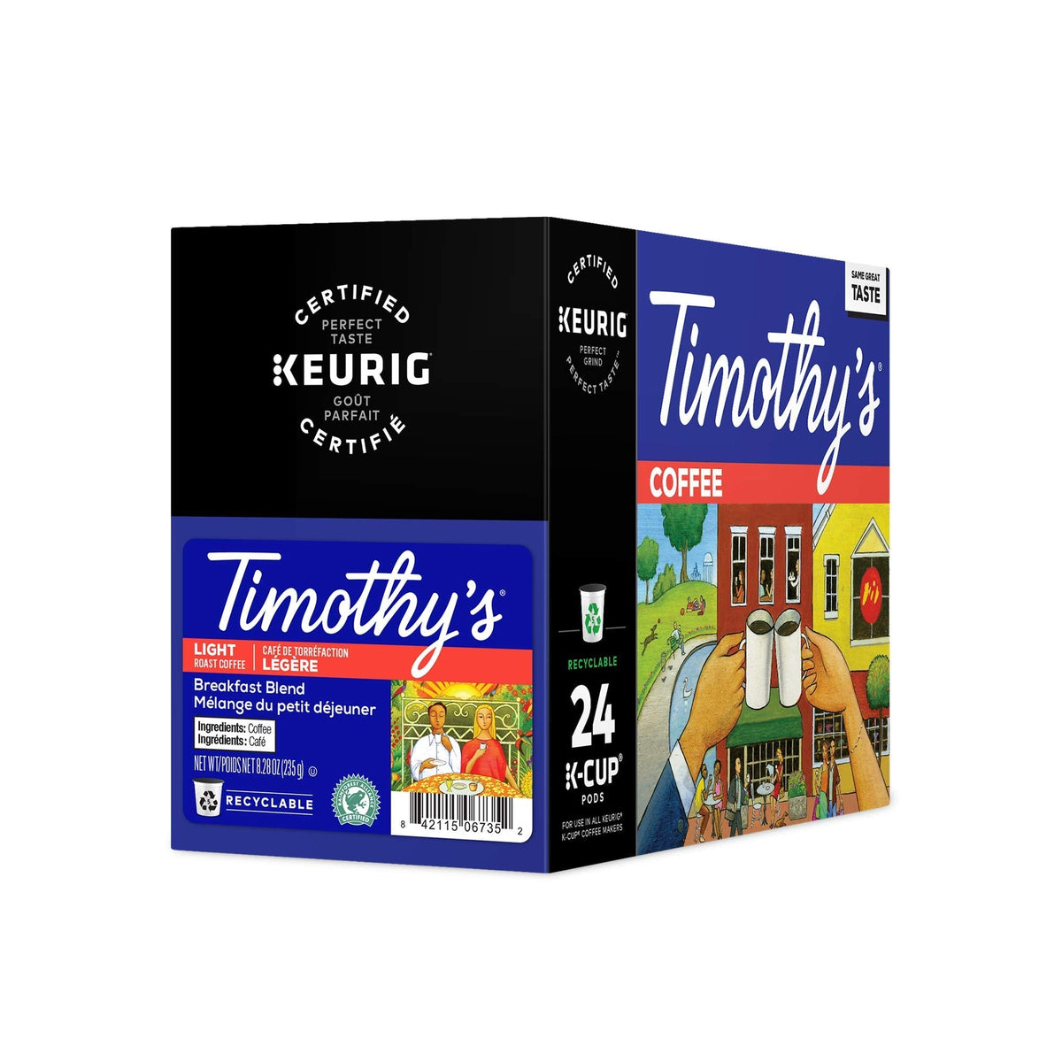 Timothy's Breakfast Blend Keurig K-Cup Pods – Light Roast, 96 Count (4 Boxes)