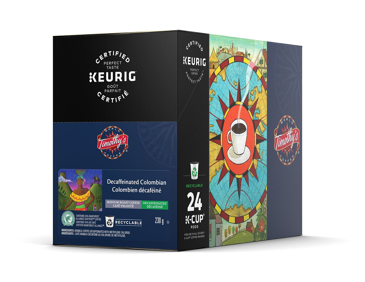 Timothy's World Coffee Decaf Colombian K-Cup Coffee, 24 Count (Pack of 2) – Keurig Compatible