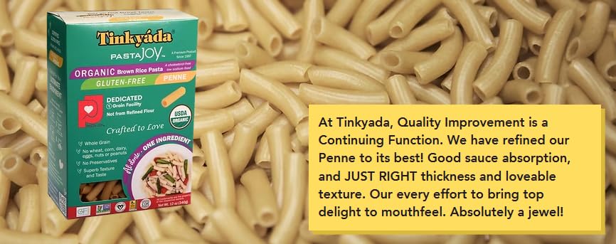 Tinkyada Organic Gluten-Free Brown Rice Pasta Variety Pack – 8 Packs (Elbow, Spaghetti, Lasagne & Penne)