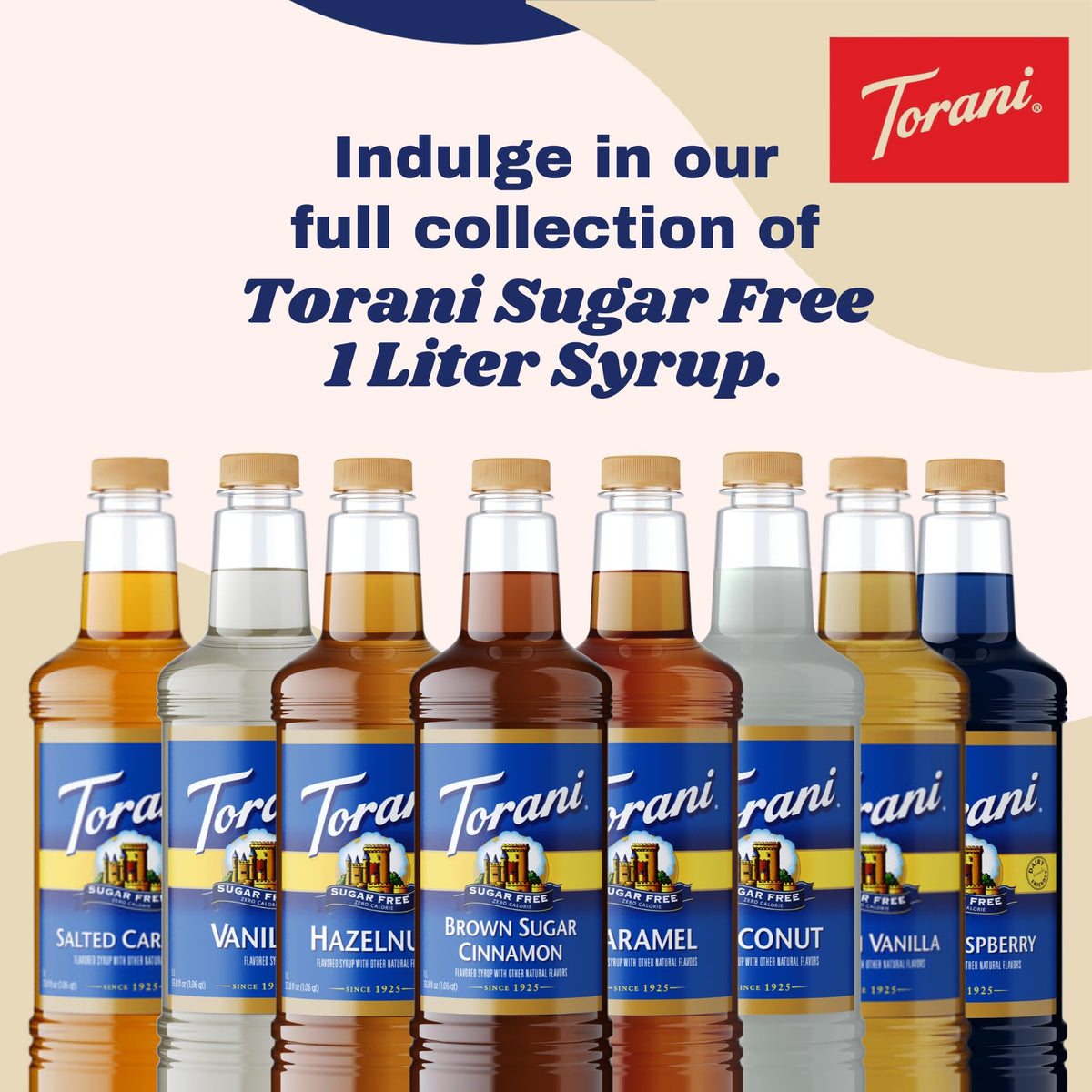 Torani Sugar Free Salted Caramel Syrup 1L Bottle with Pump – Zero Calorie Keto Coffee Syrup
