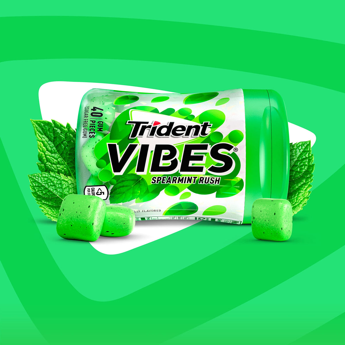 Trident Vibes Spearmint Rush Sugar-Free Gum – 160 Pieces in 4 Bottles