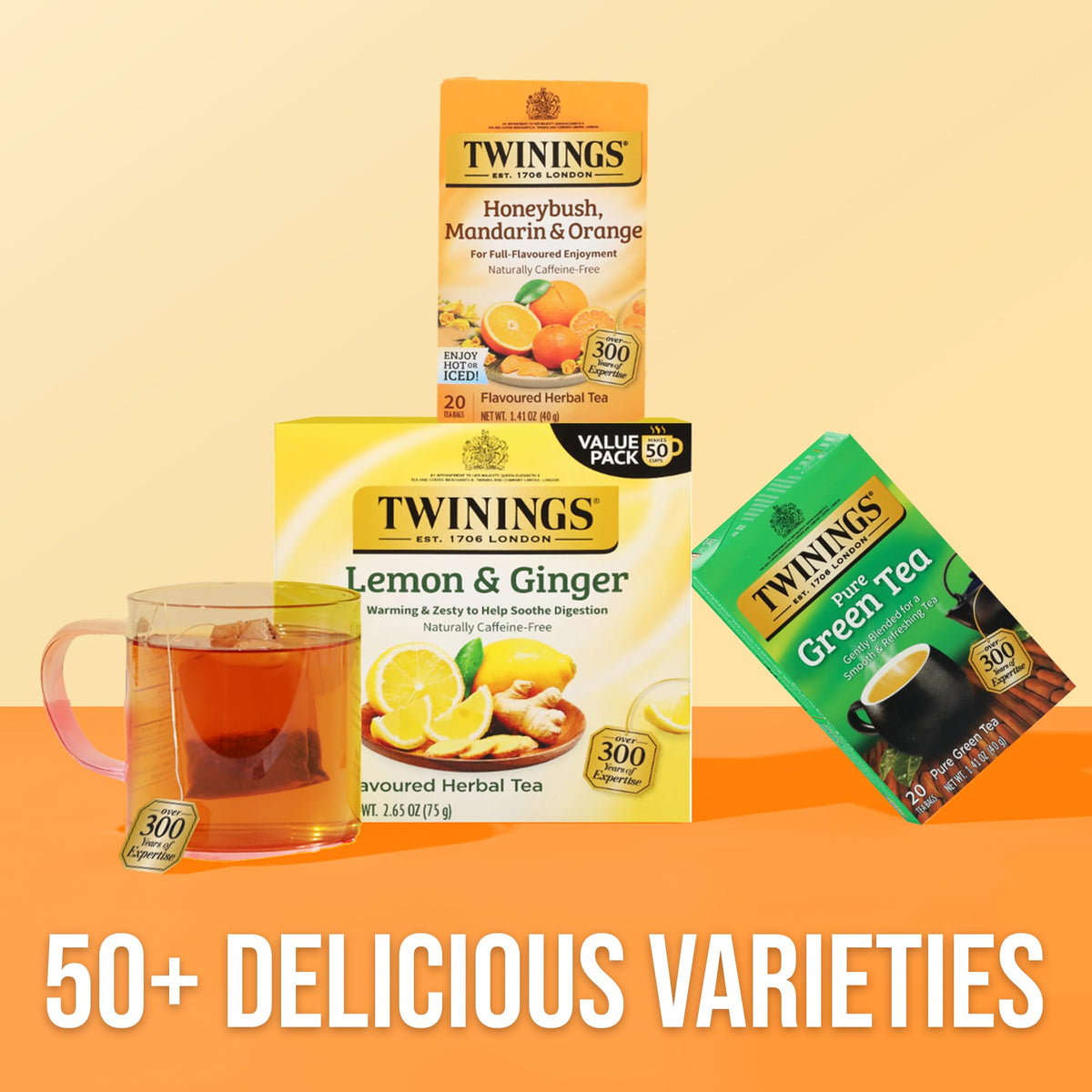 Twinings Honeybush Mandarin Orange Herbal Tea – Naturally Caffeine-Free, 120 Teabags (6-Pack)
