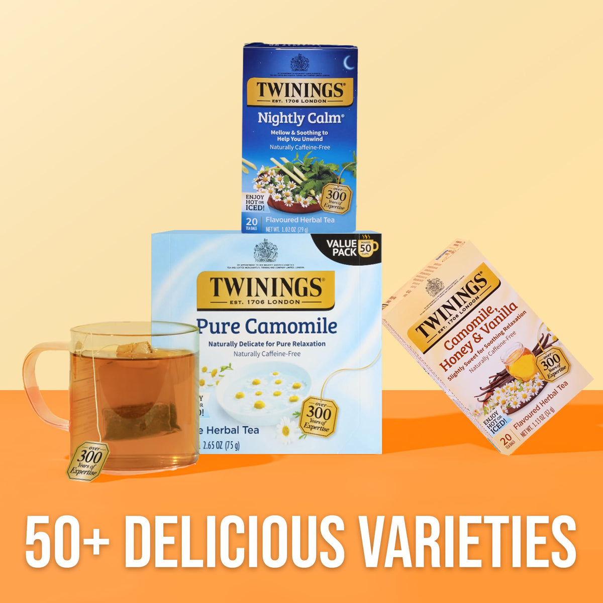 Twinings Nightly Calm Herbal Tea - Caffeine Free Spearmint & Lemongrass, 120 Tea Bags (Pack of 6)